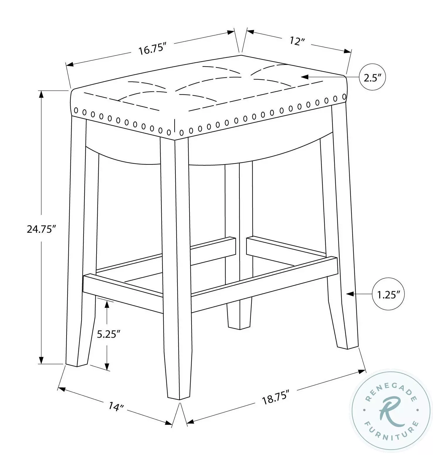 1261 Black 24" Bar Stool Set Of 2