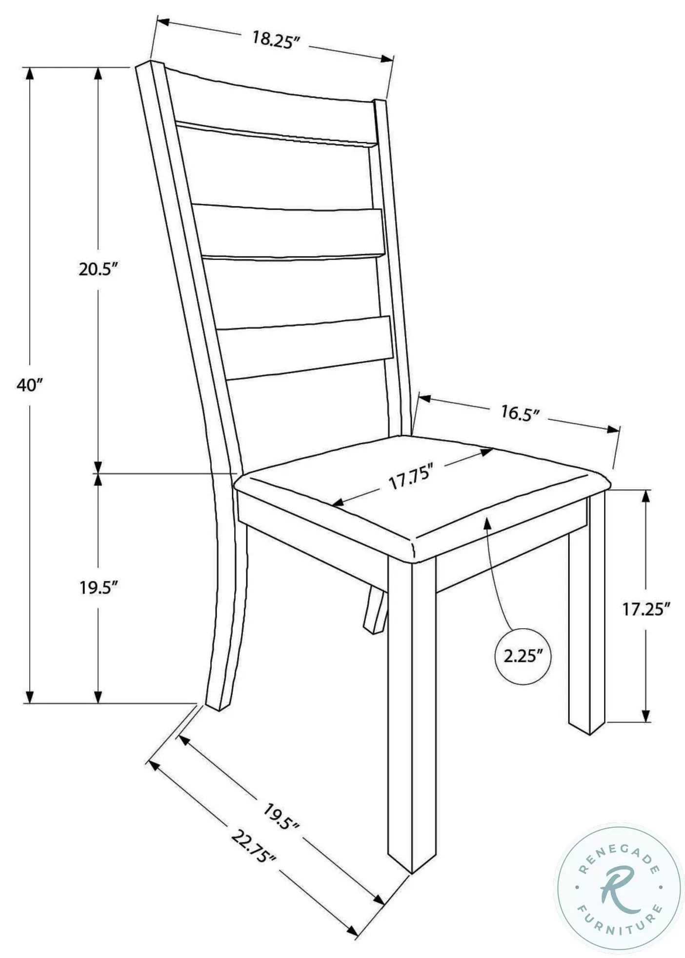 1313 Beige Ladder Back Upholstered Side Chair Set of 2