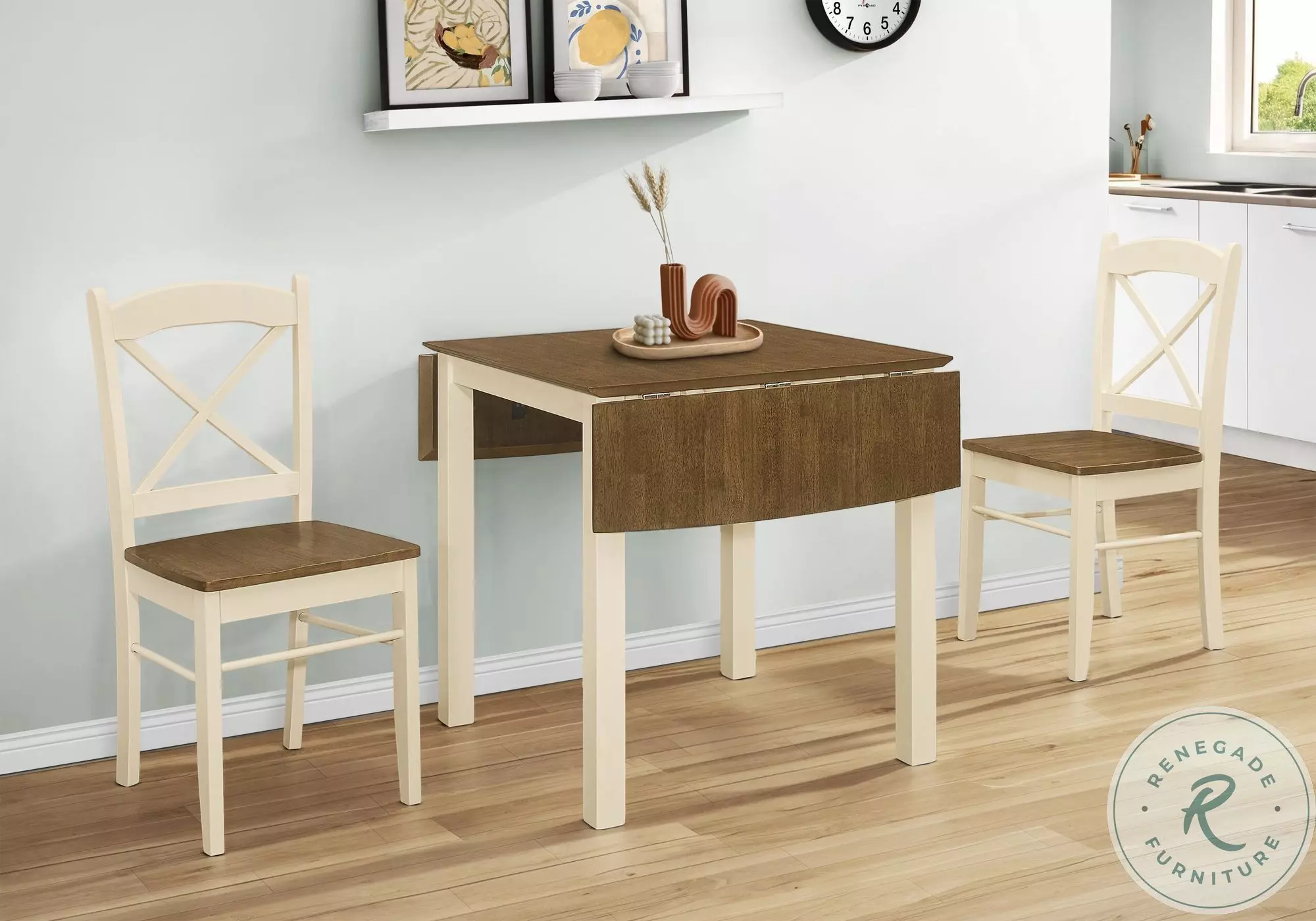 LANDSCAPE PRODUCTS　V.K DINING TABLE 1327 Cream And Oak Drop Leaf 48
