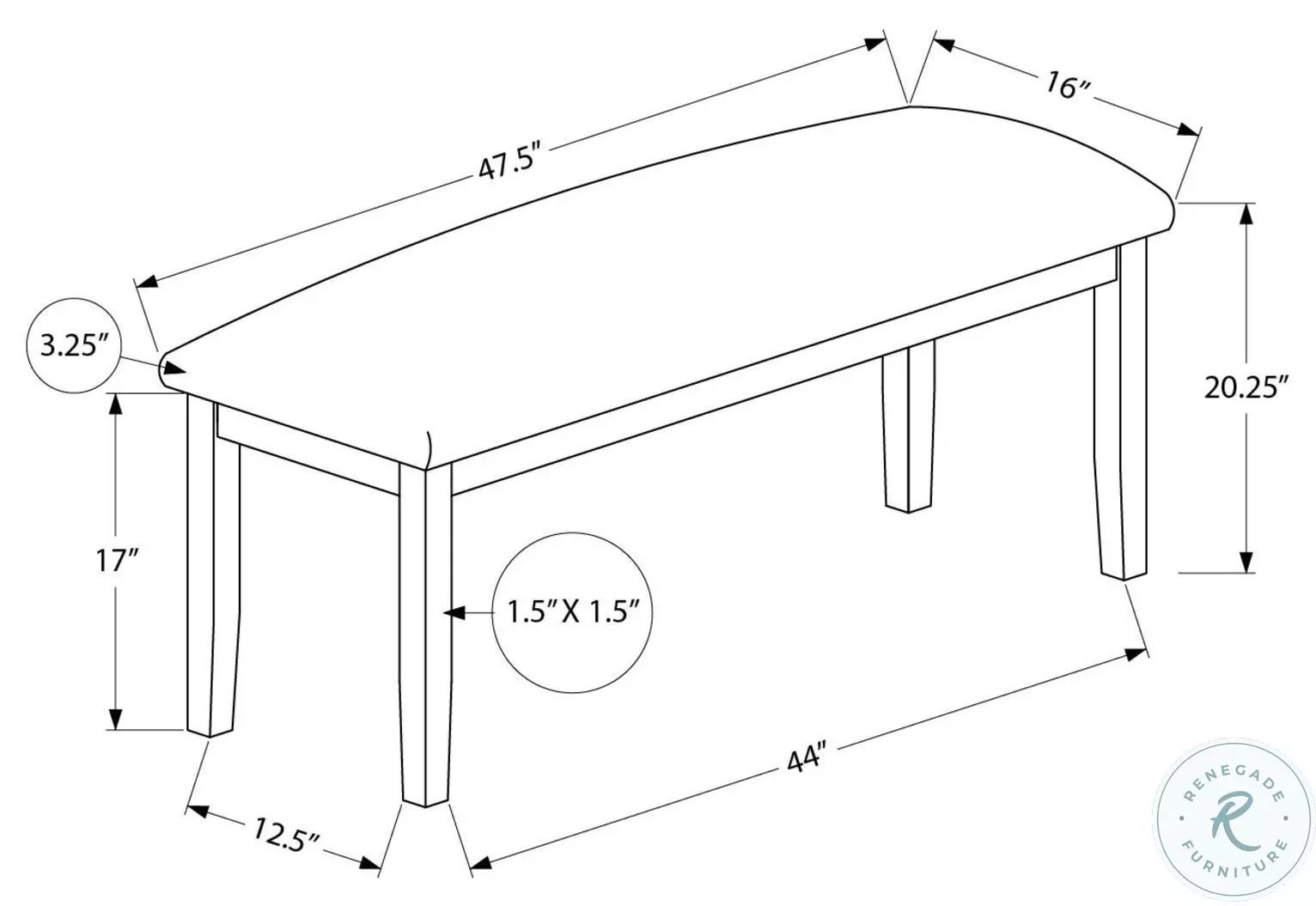 1334 Black Leather Look Bench