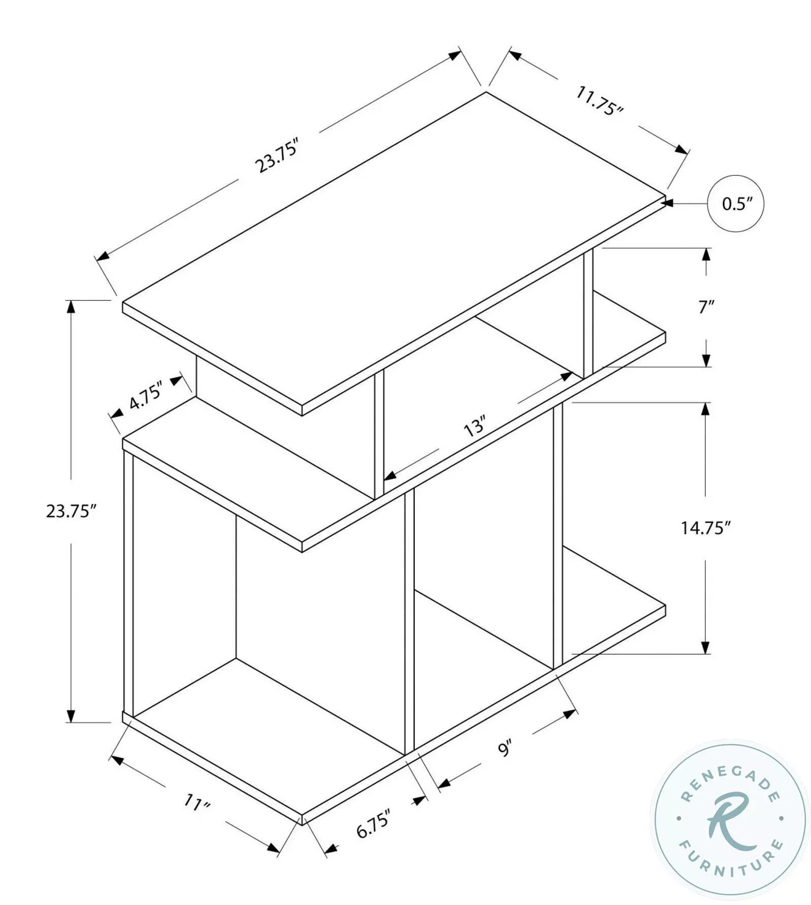 2477 Black And Grey 24" Accent Table