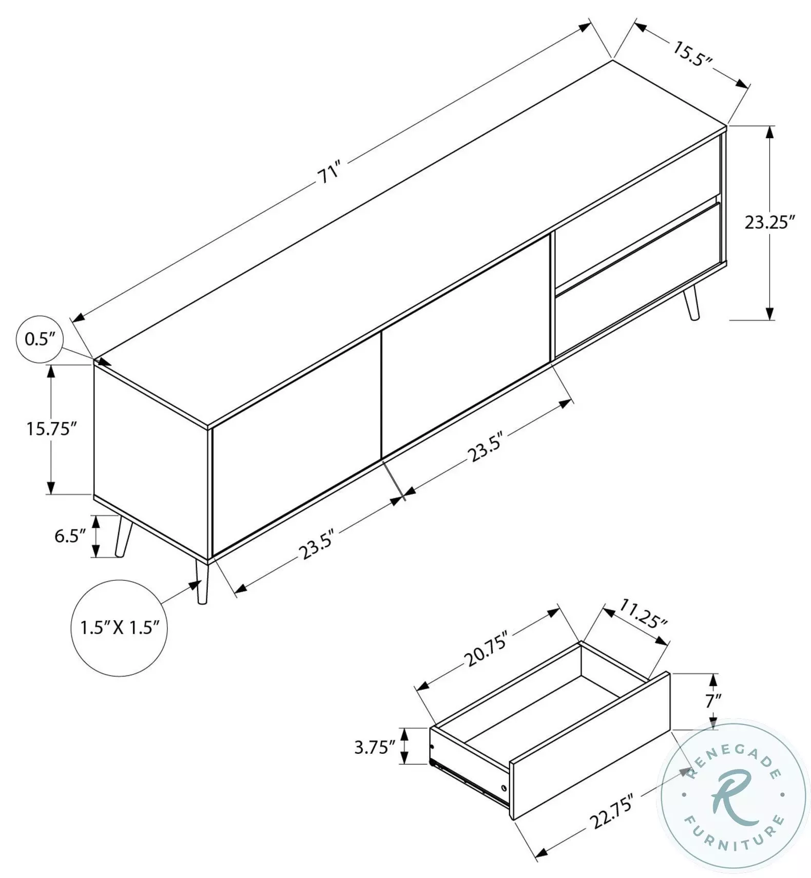 2722 Walnut TV Stand