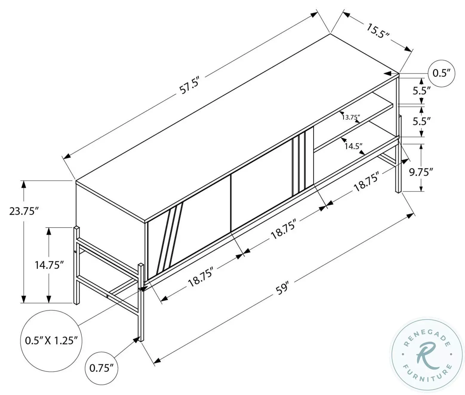 2739 Gray And Black TV Stand