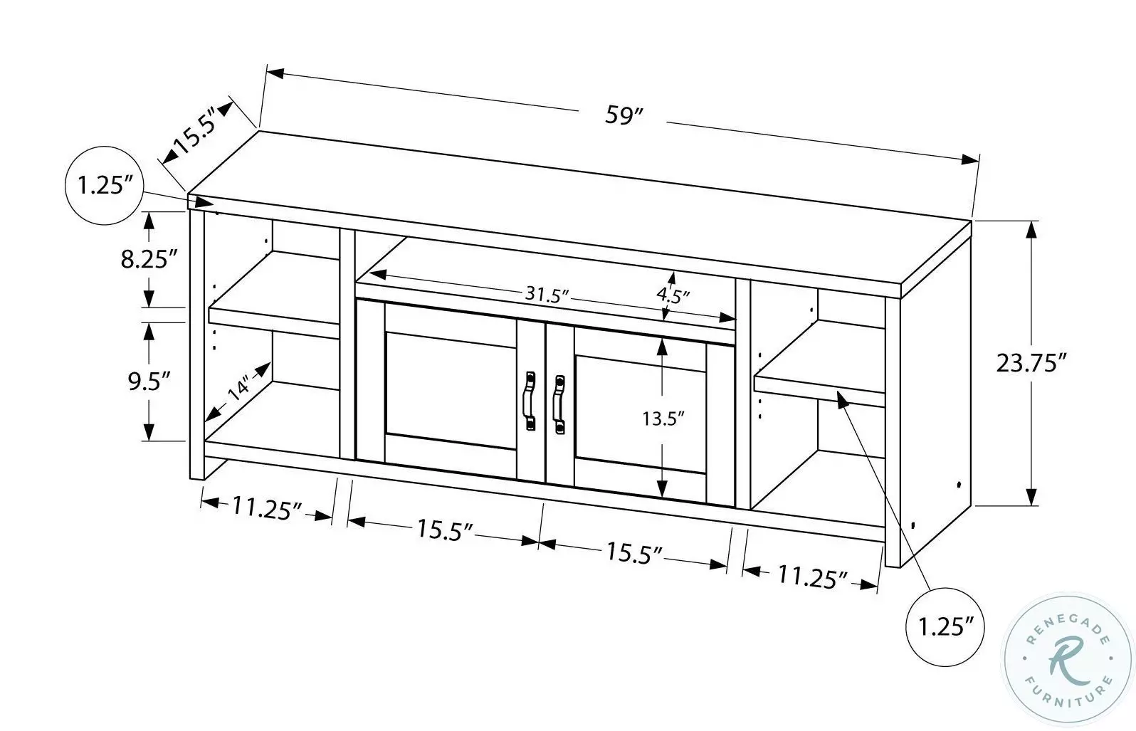 2743 Black 60" TV Stand