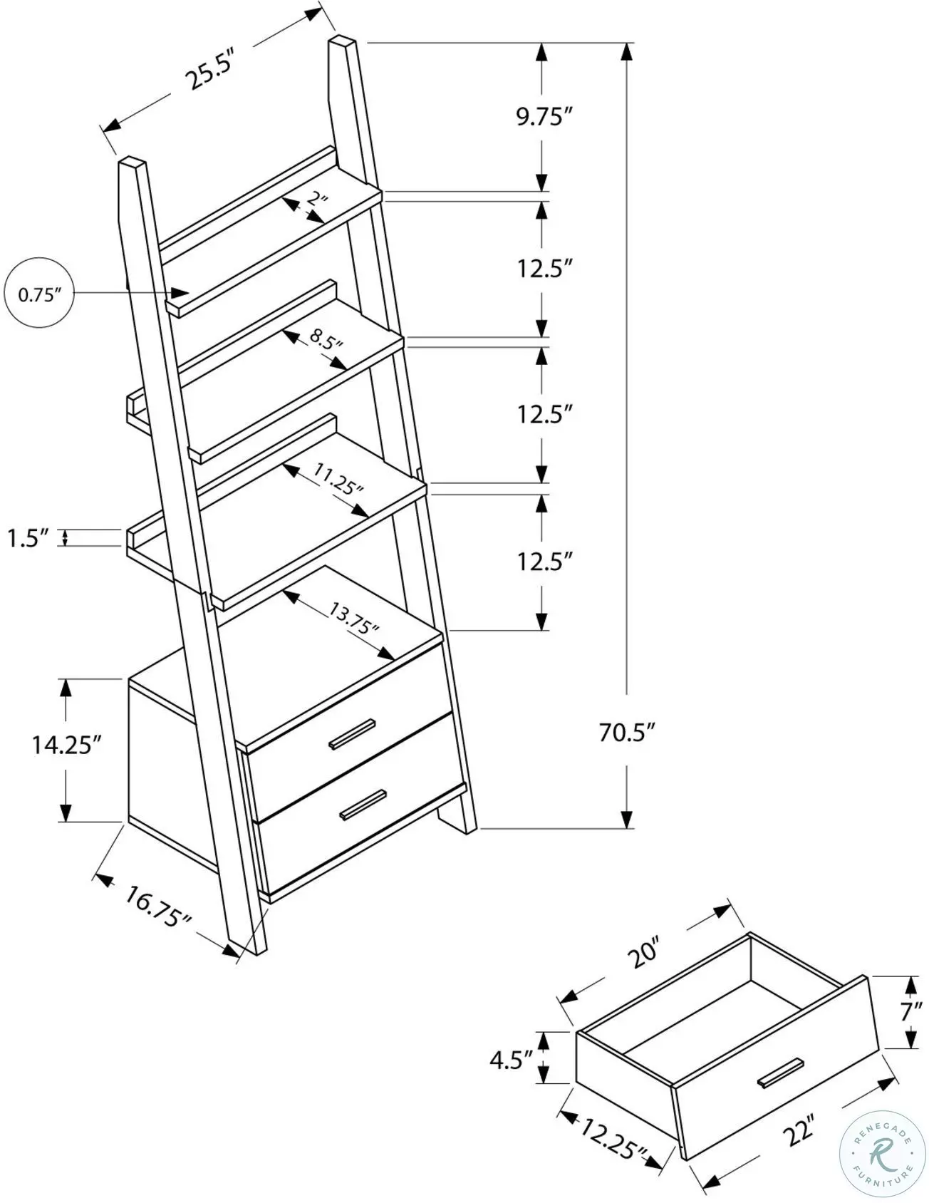 69" Gray And White Bookcase