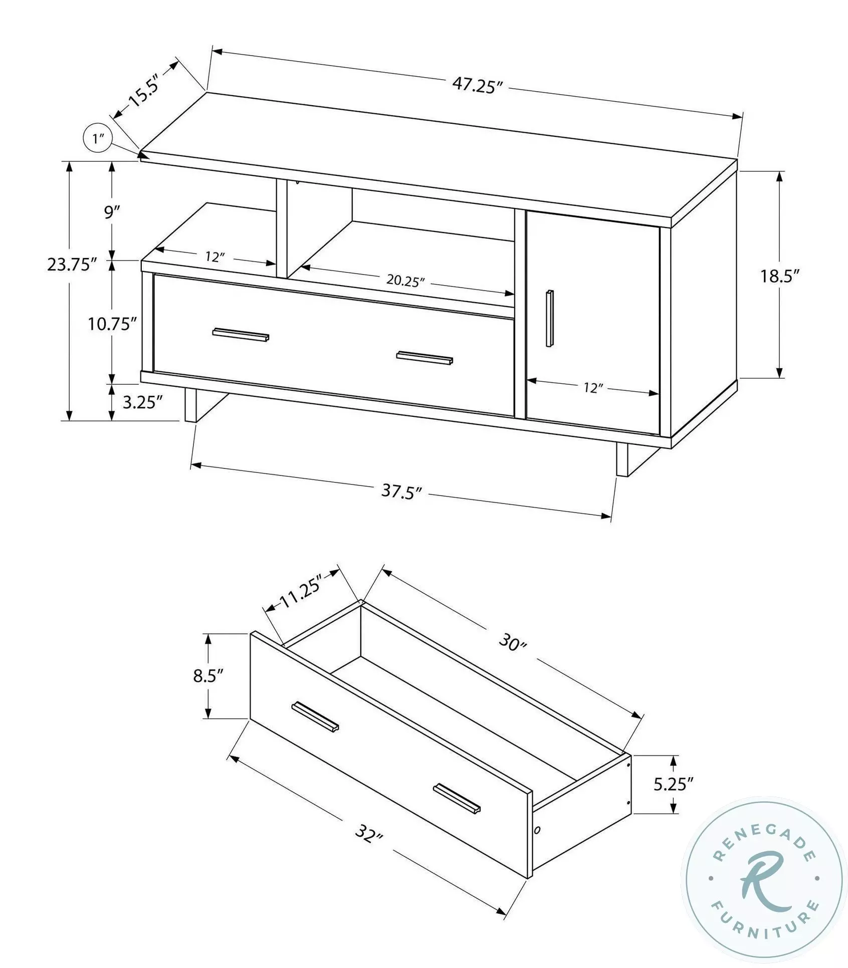 2805 Taupe 48" TV Stand