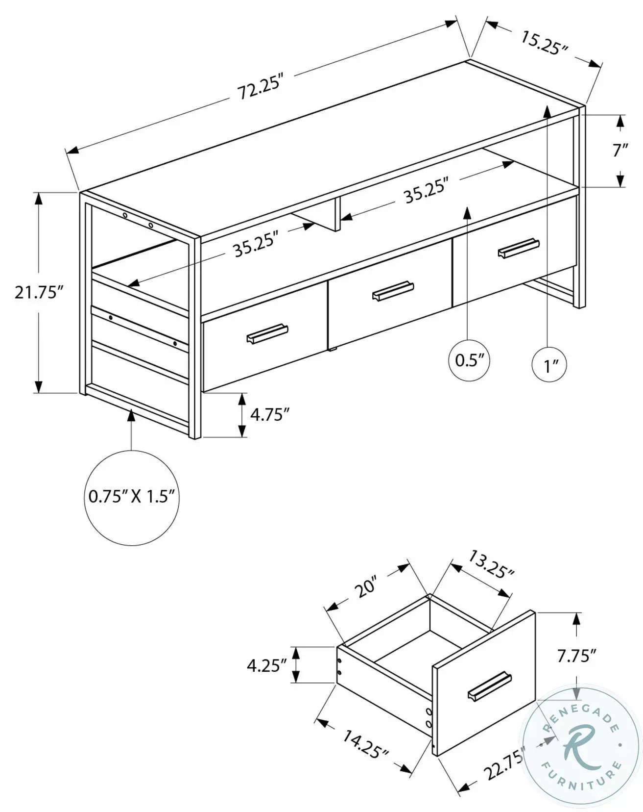 2846 Cream and Black TV Stand
