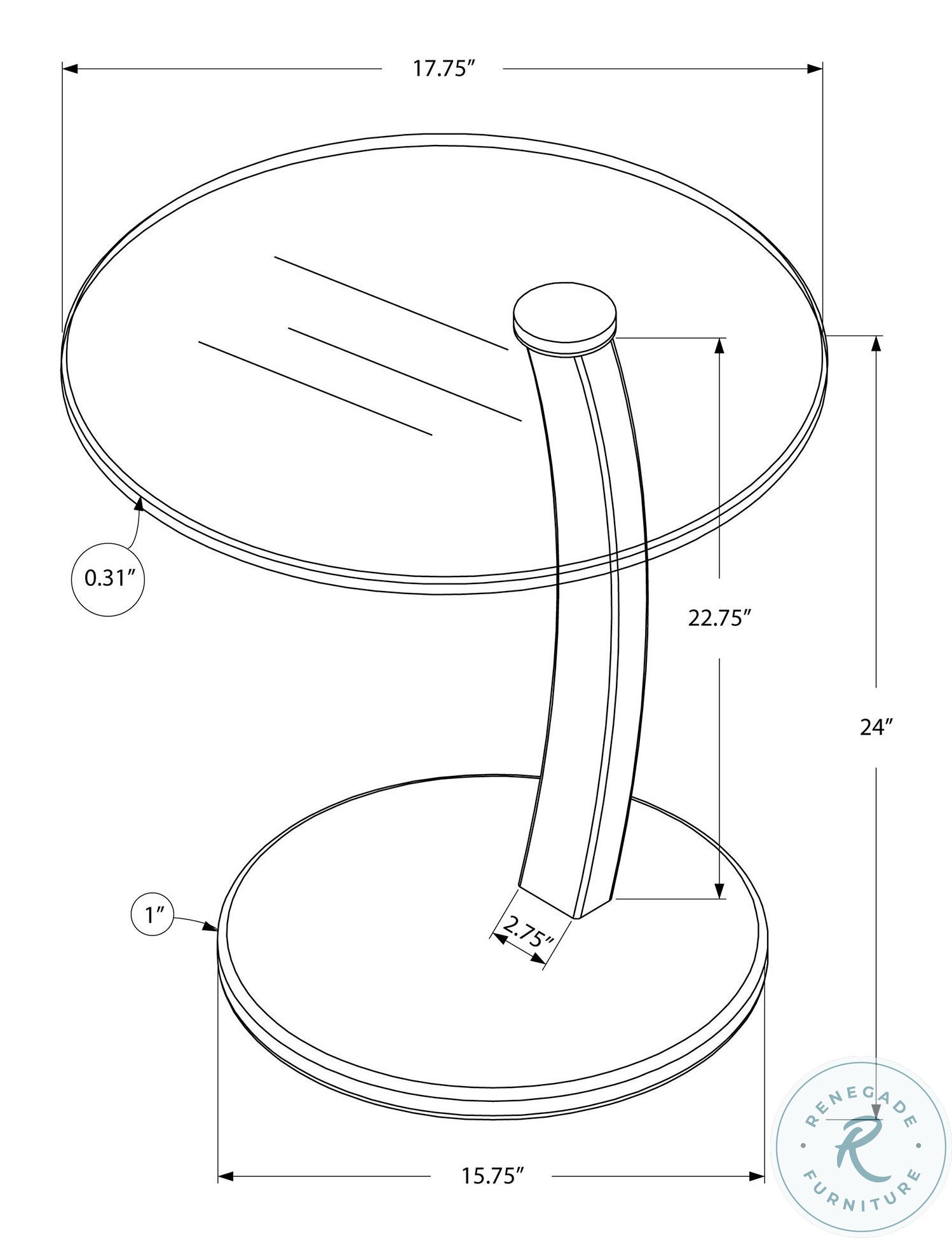 3001 Cappuccino Bentwood Accent Table from Monarch (I 3001) Coleman