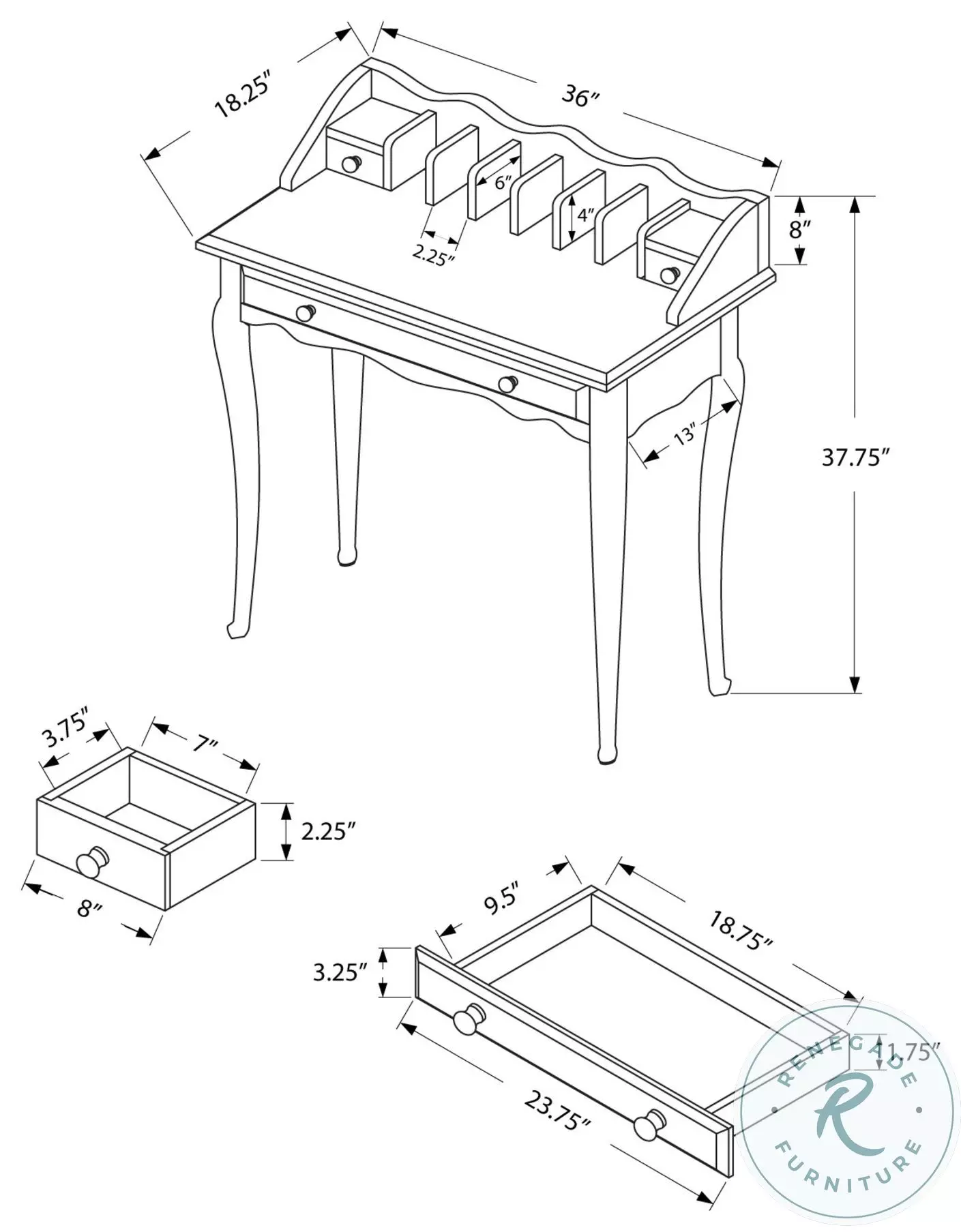 Dark Cherry 36" Desk