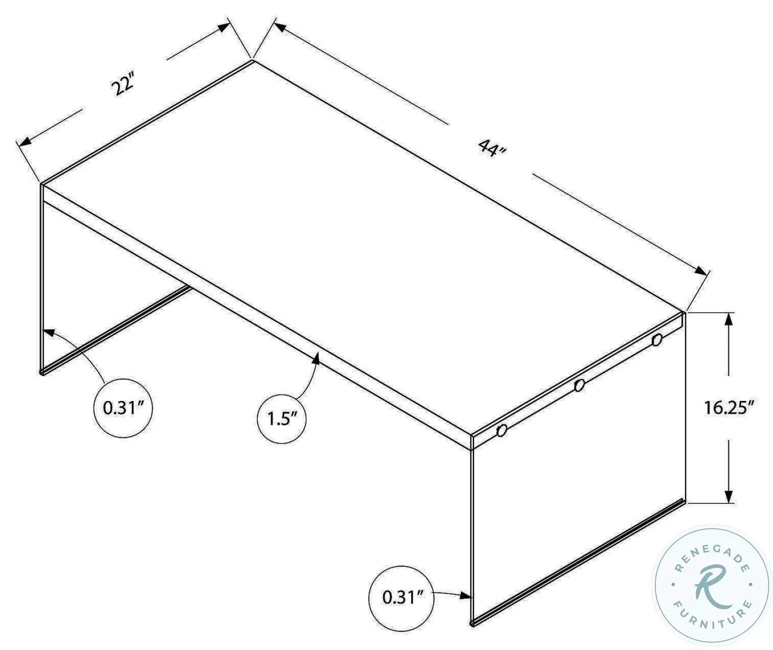 3286 White Rectangular Cocktail Table