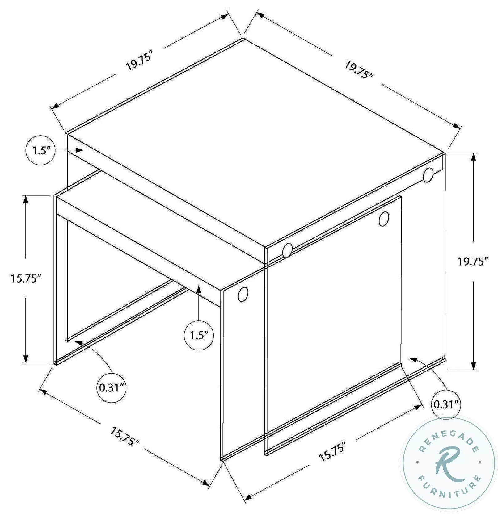 3287 White Square Nesting Table Set of 2