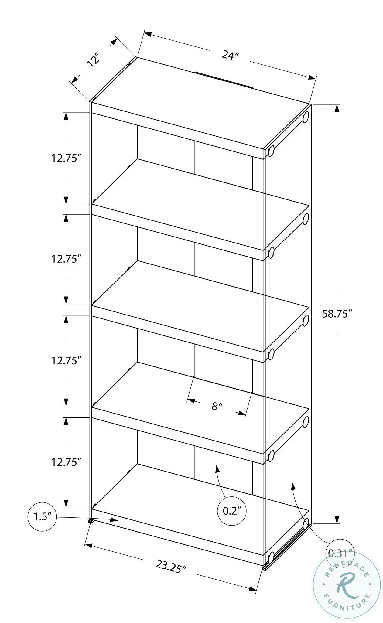 Glossy White Hollow-Core 60" Bookcase