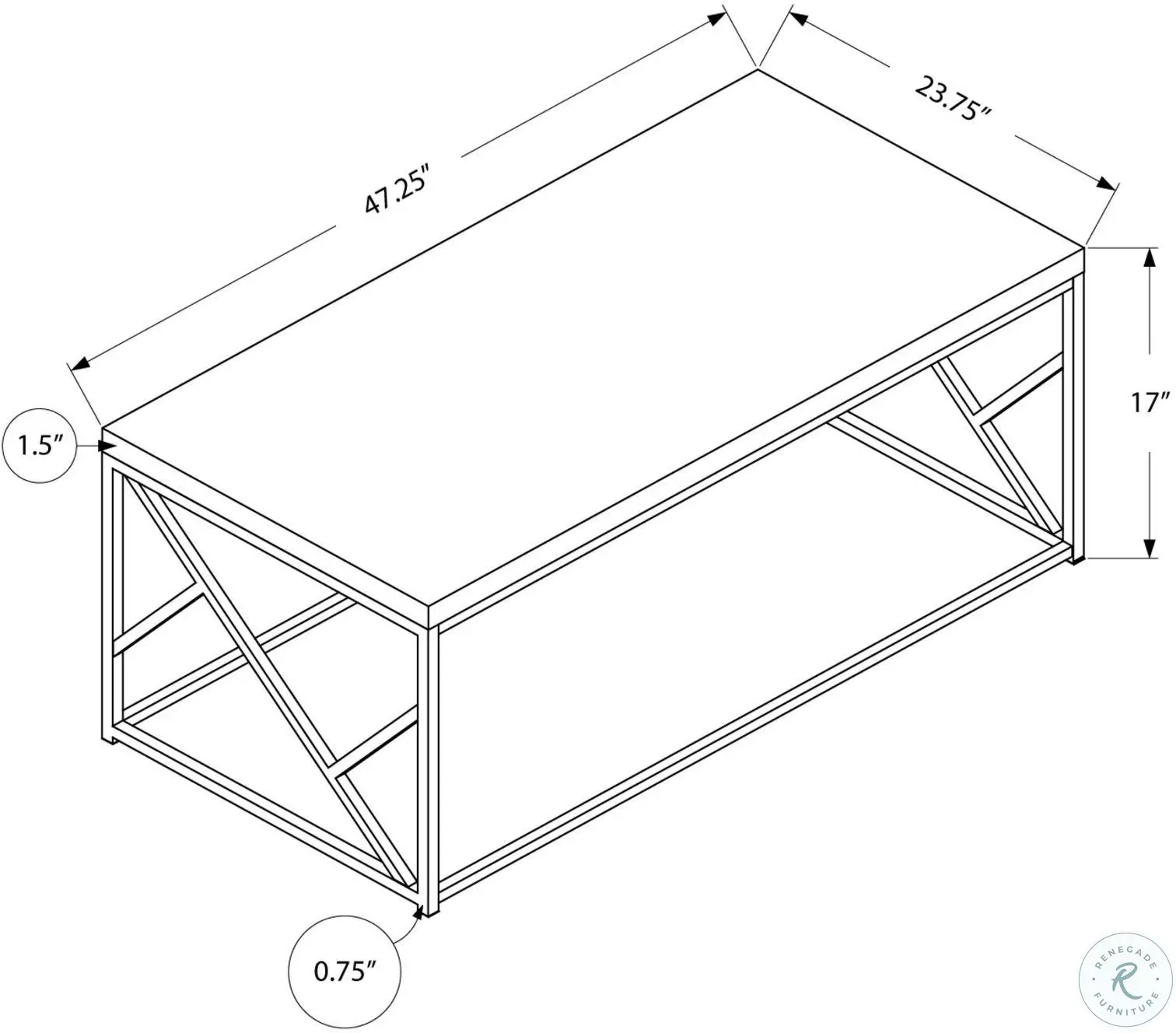 Grey Cement And Chrome Metal Coffee Table