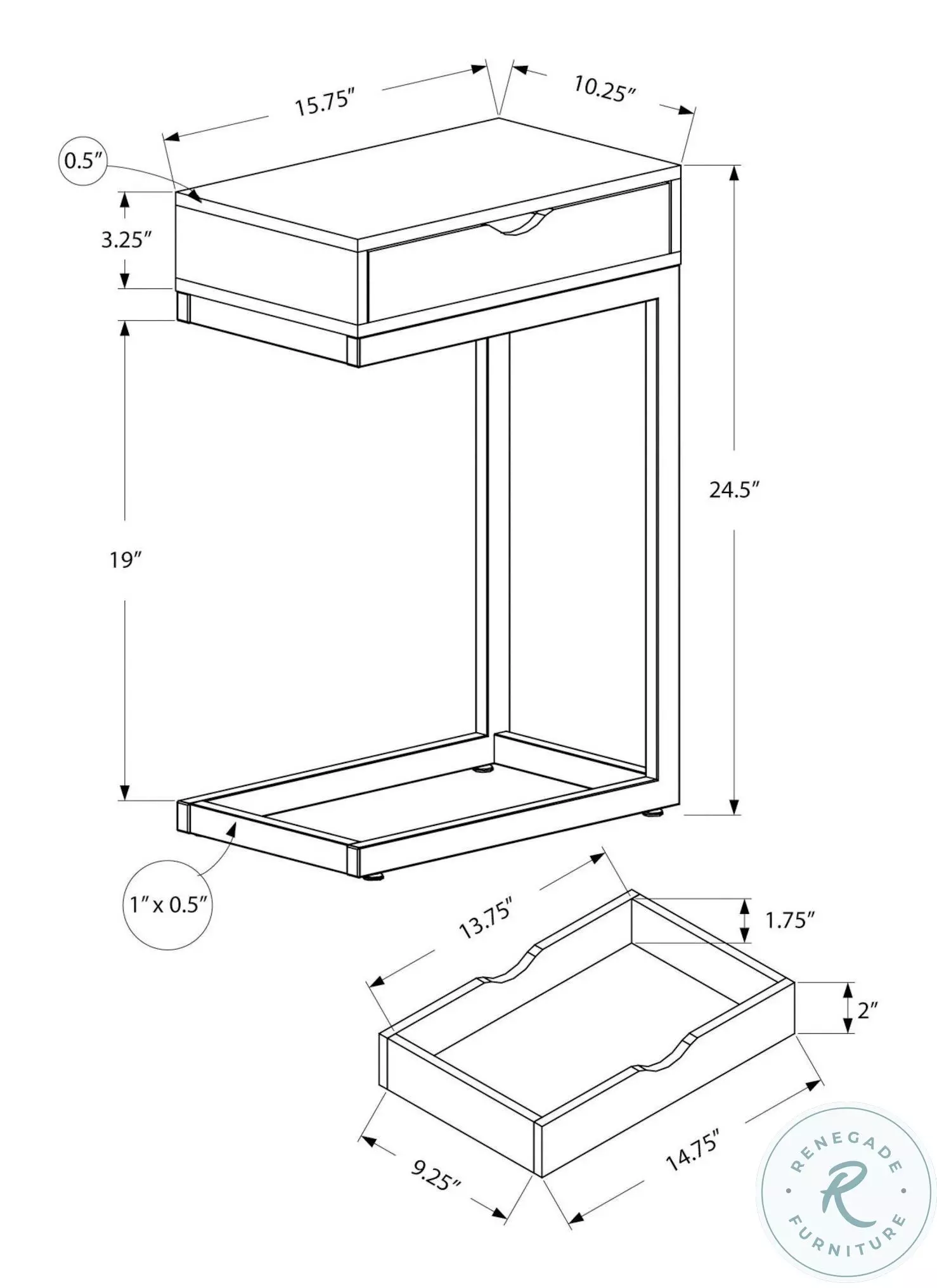 3407 Grey And Black Accent Table