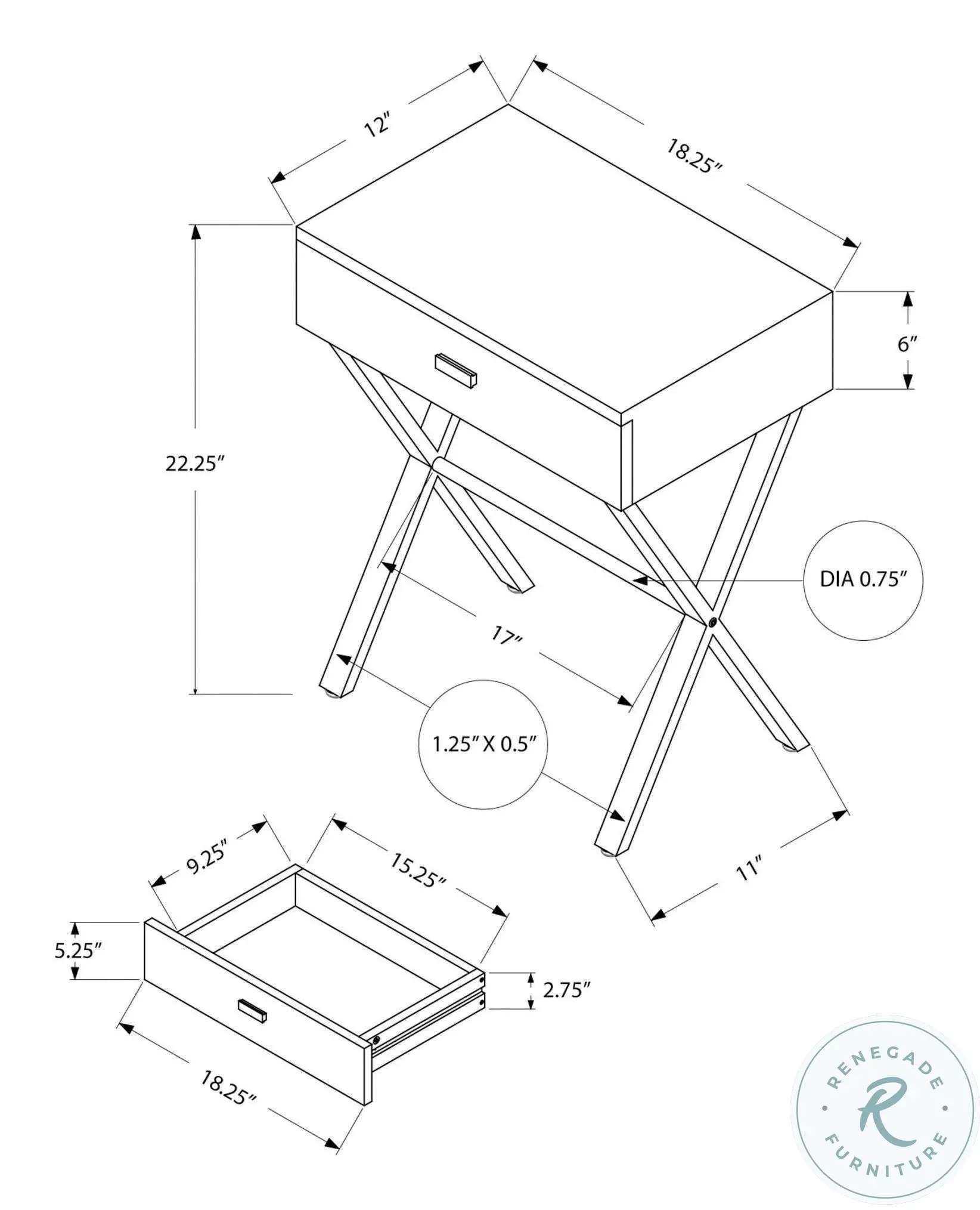 3450 Brown And Black 24" Accent Table