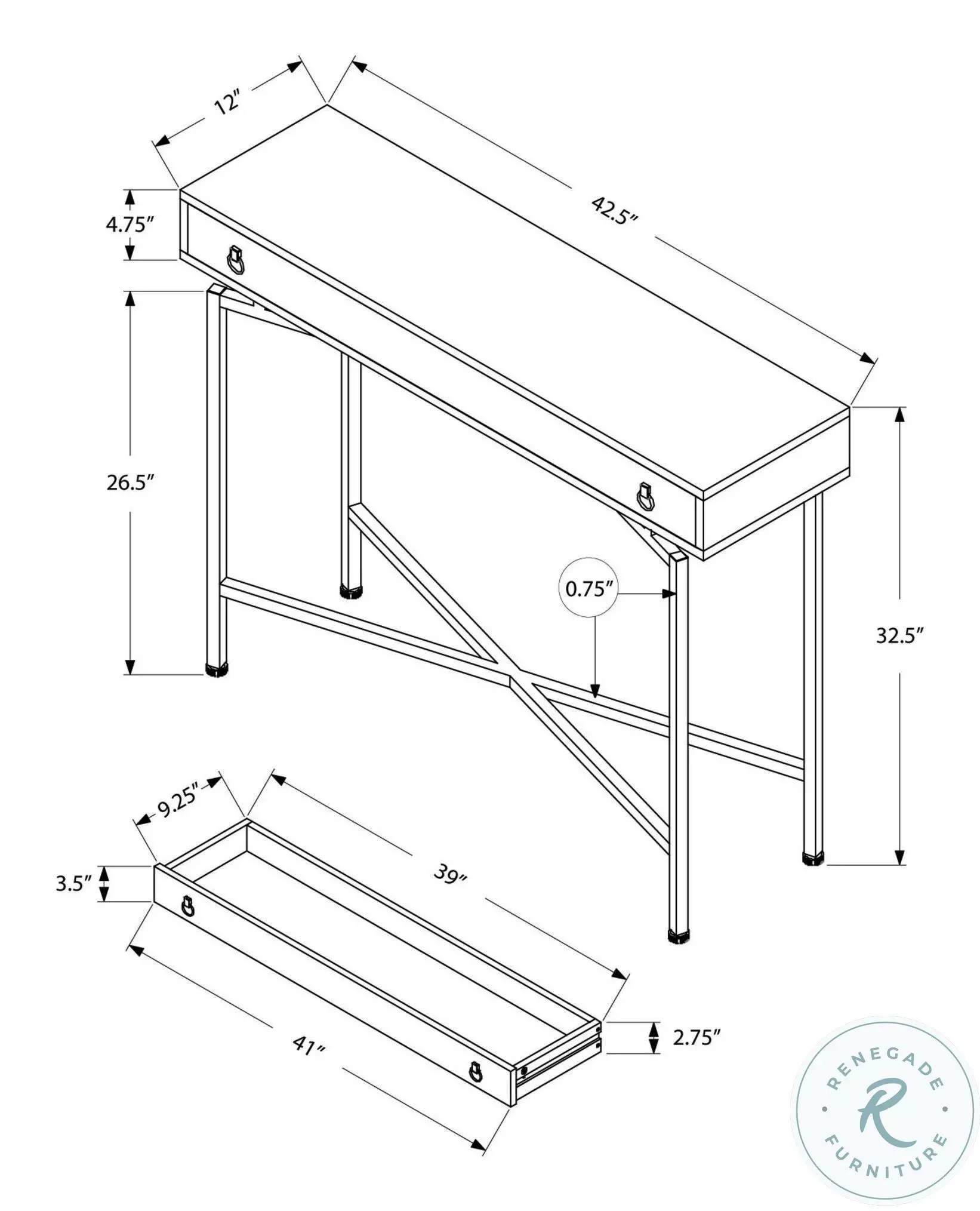 3453 Brown And Black Console Table