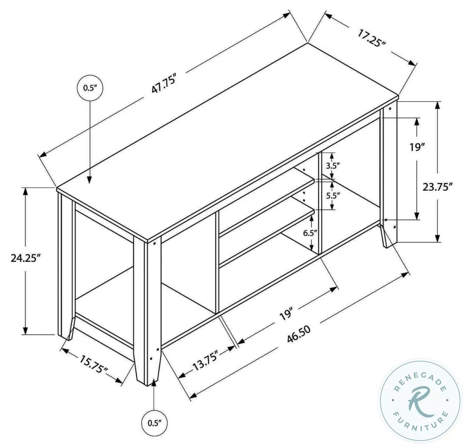 3567 Brown Oak 48" TV Stand