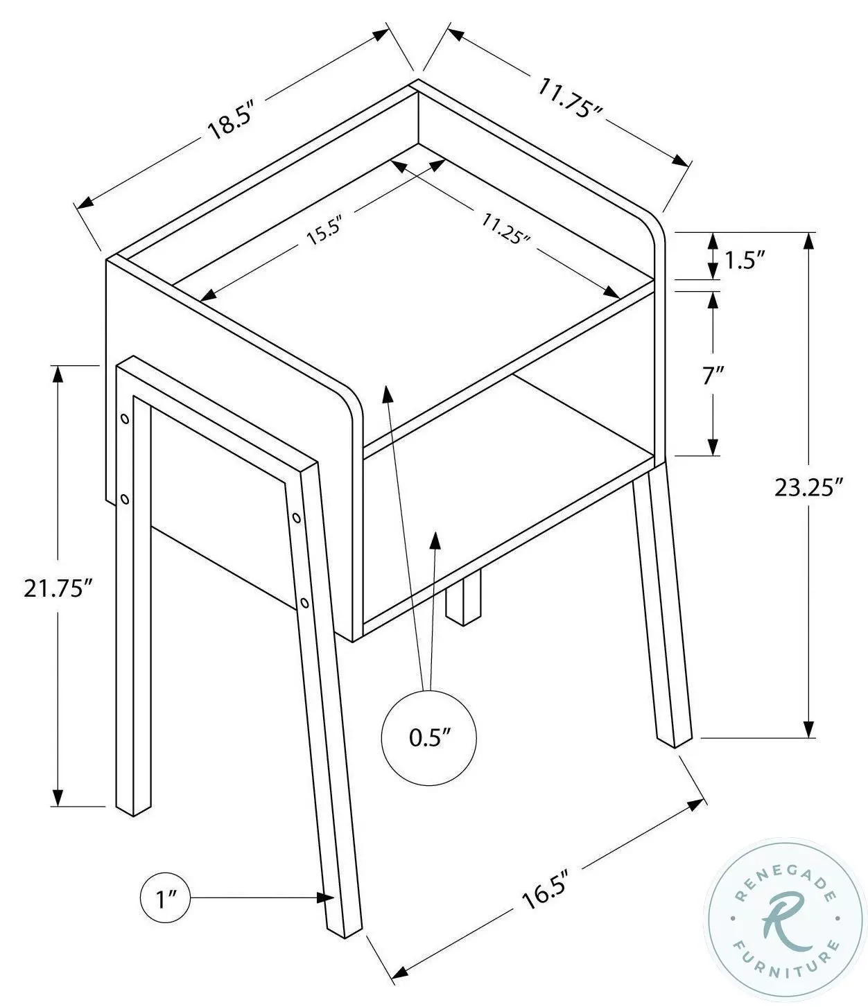 3590 Black 23" Accent Table