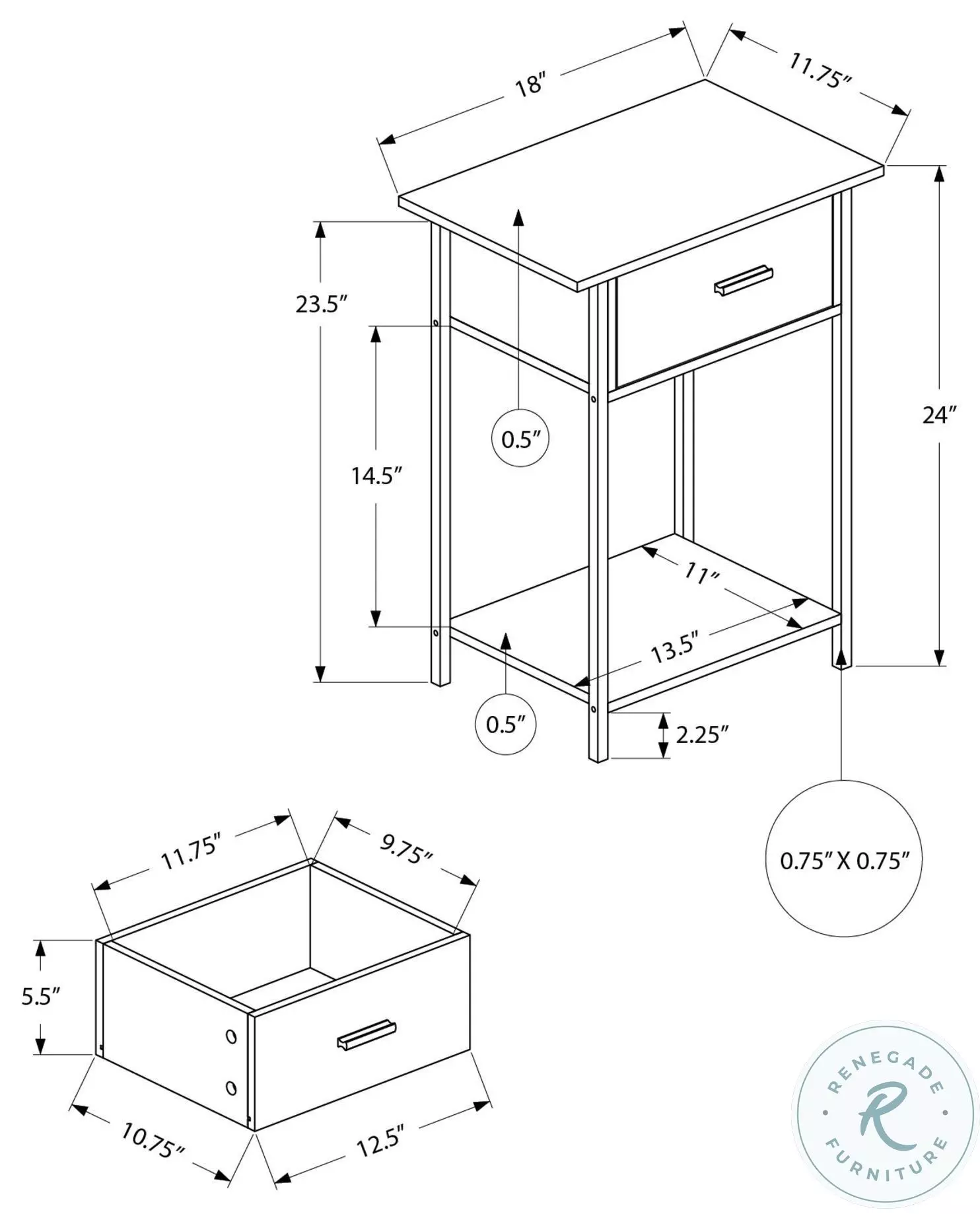 3816 Dark Oak and Black Accent Table