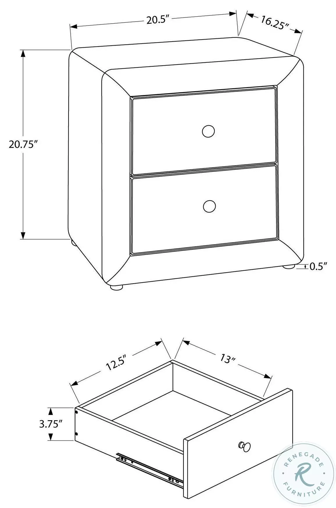 5604 Grey 21" Nightstand