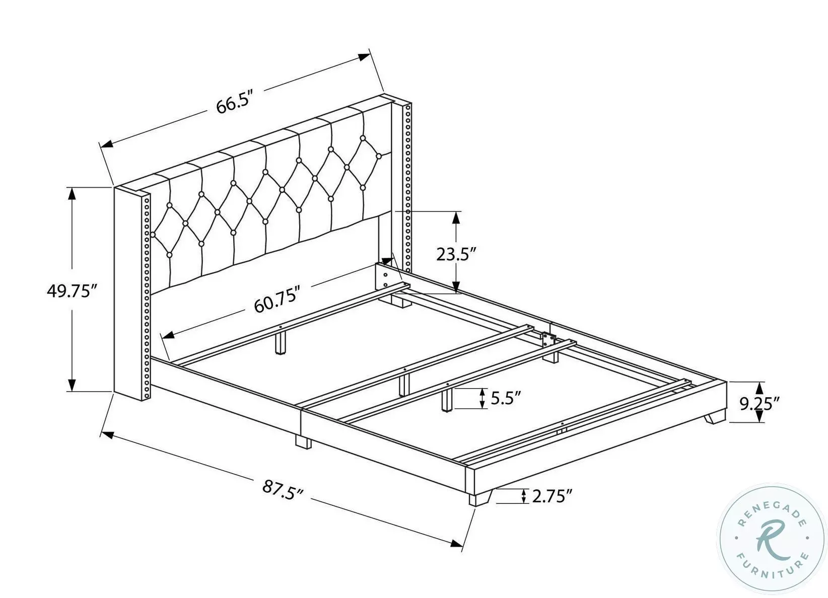 5986Q Dark Grey Velvet Queen Upholstered Panel Bed