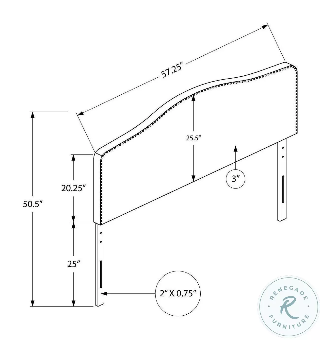 6013F Grey Full Size Headboard