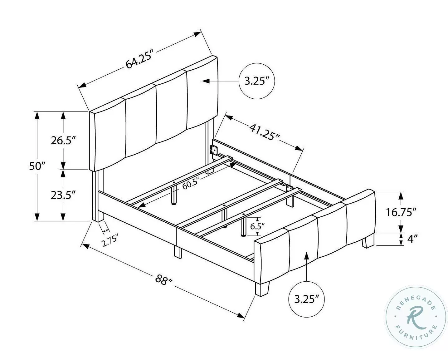 6026Q Beige And Black Queen Upholstered Panel Bed