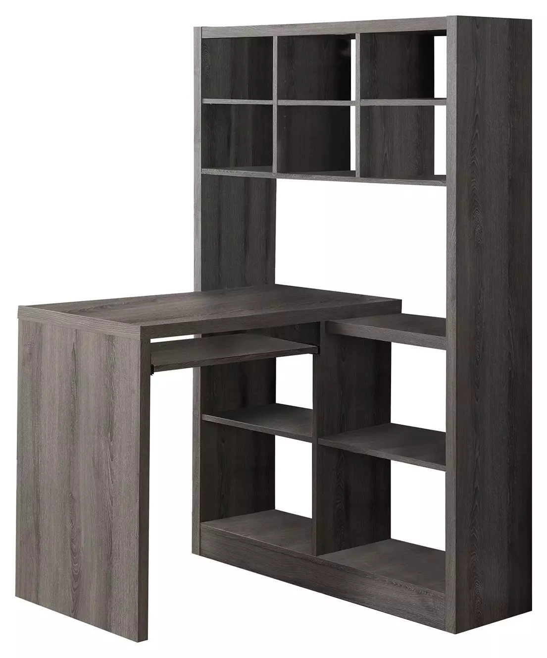 Computer Desk, Home Office, Bookcase, Corner, L Shape, Work, Laptop, Laminate, Brown