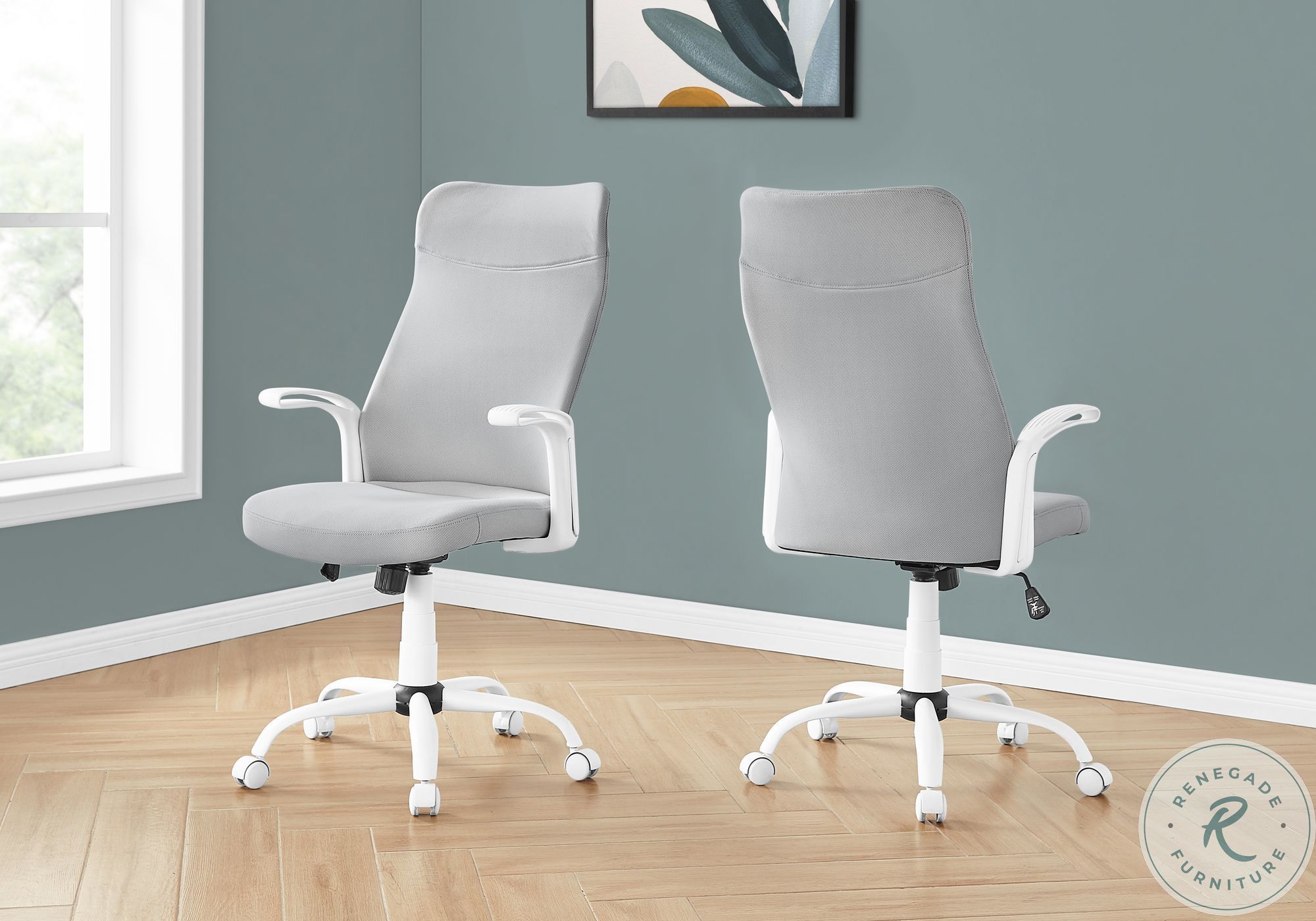 7324 White And Grey Fabric Multi Position Office Chair From Monarch