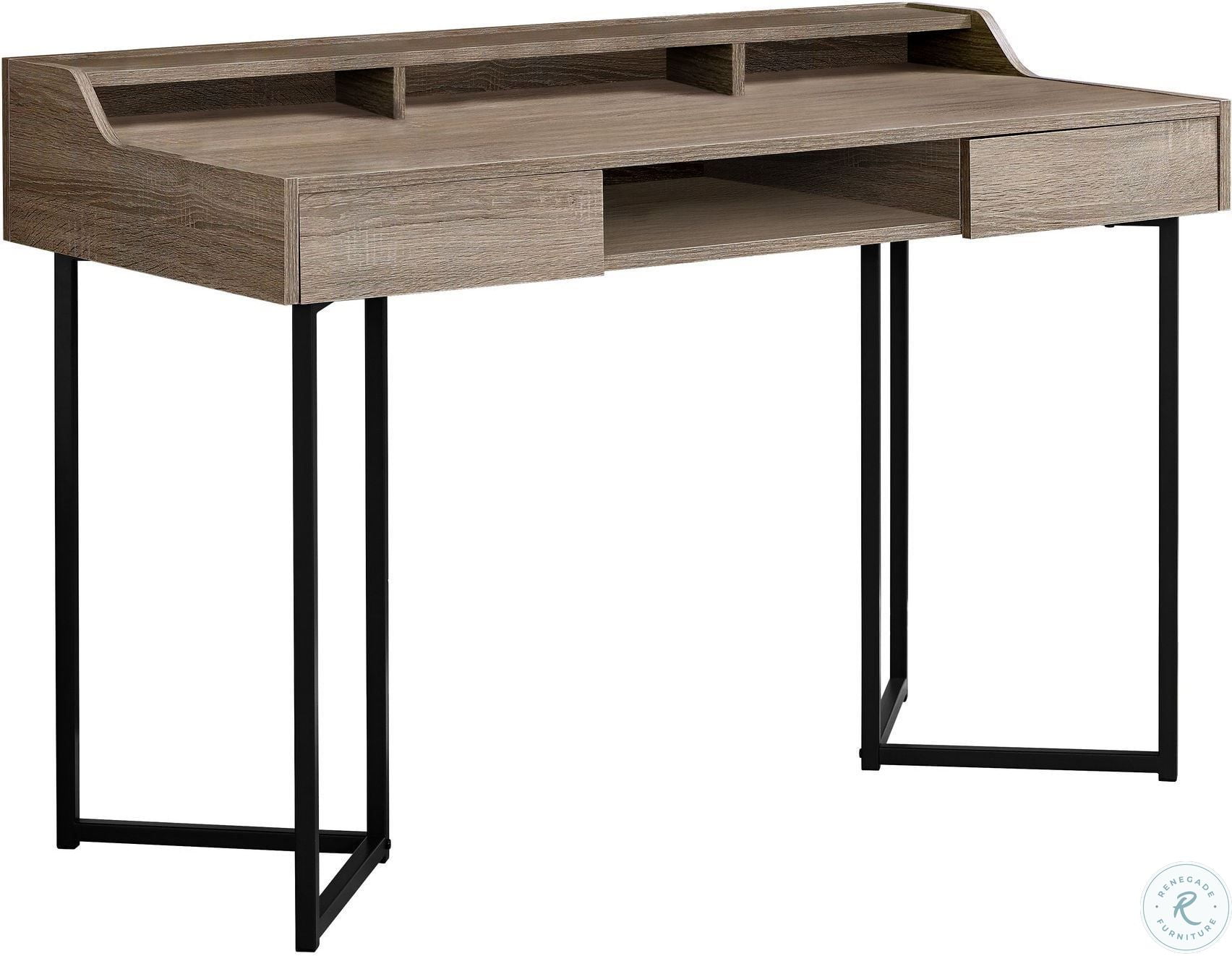 Dark Taupe and Black Metal 48" Open Computer Desk from Monarch