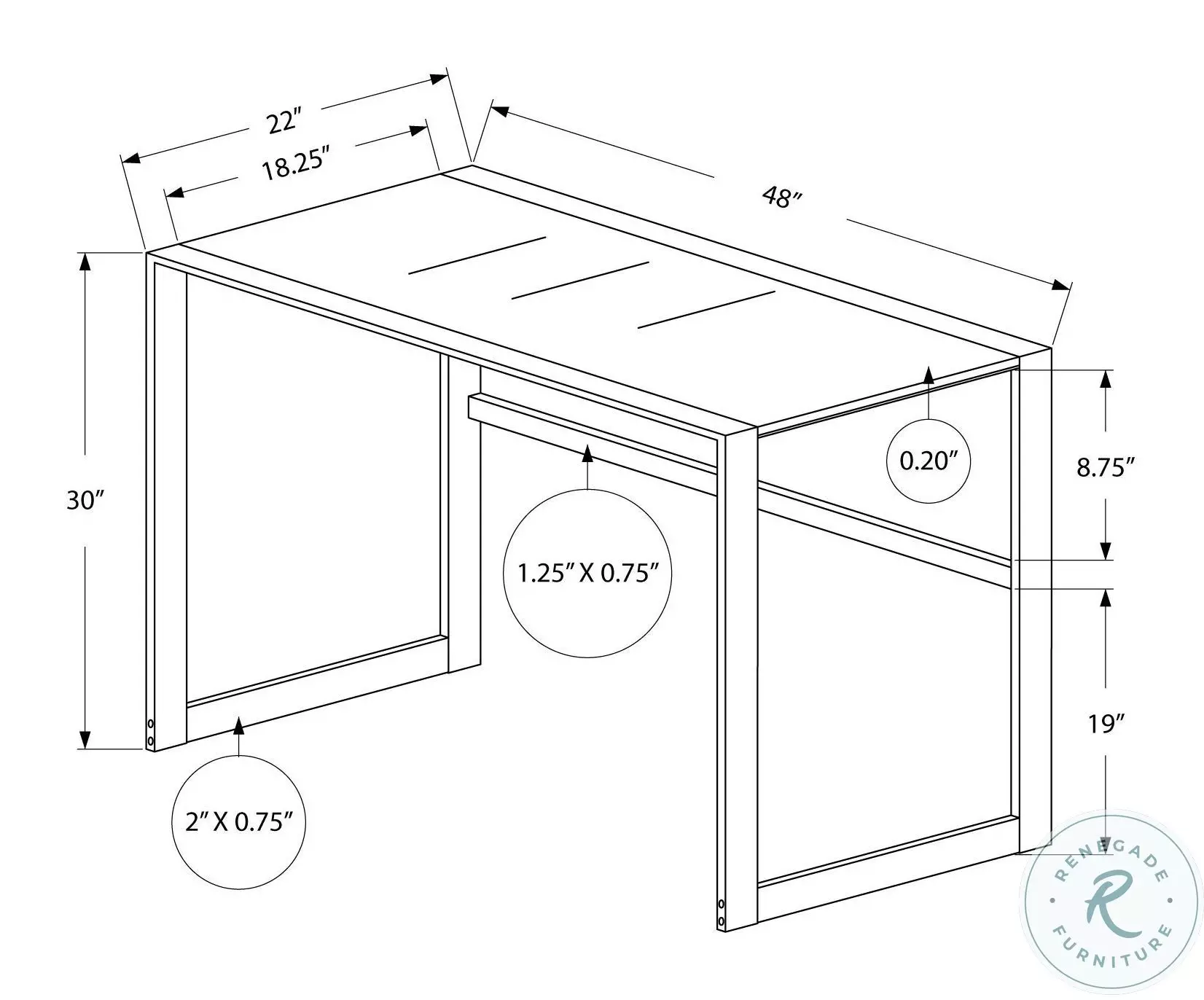 Silver Metal 48" Computer Desk