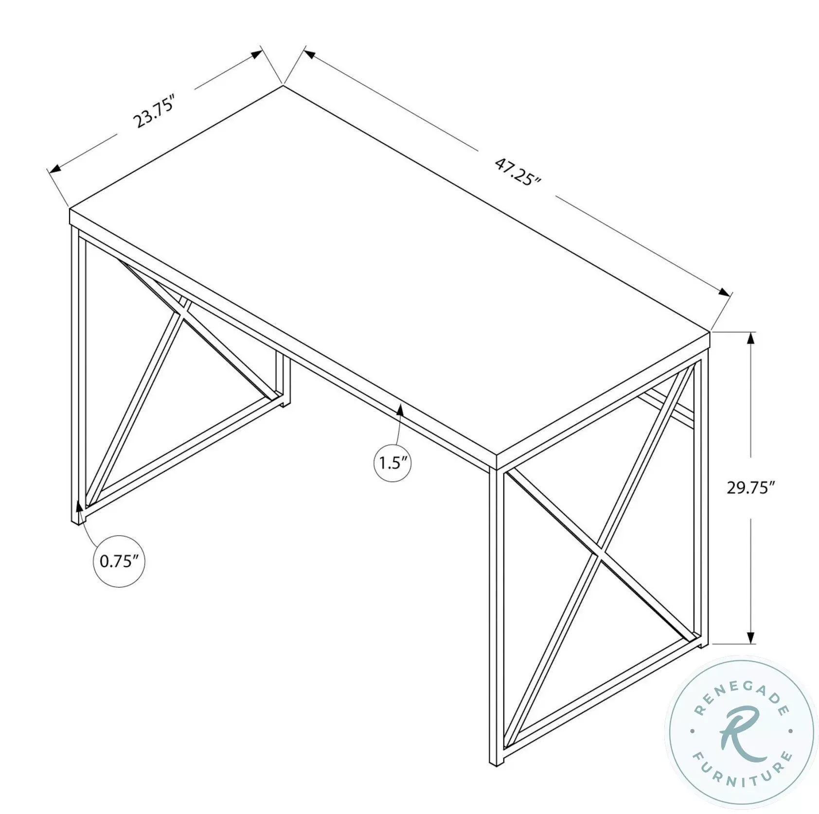7452 Taupe And Black 48" Computer Desk