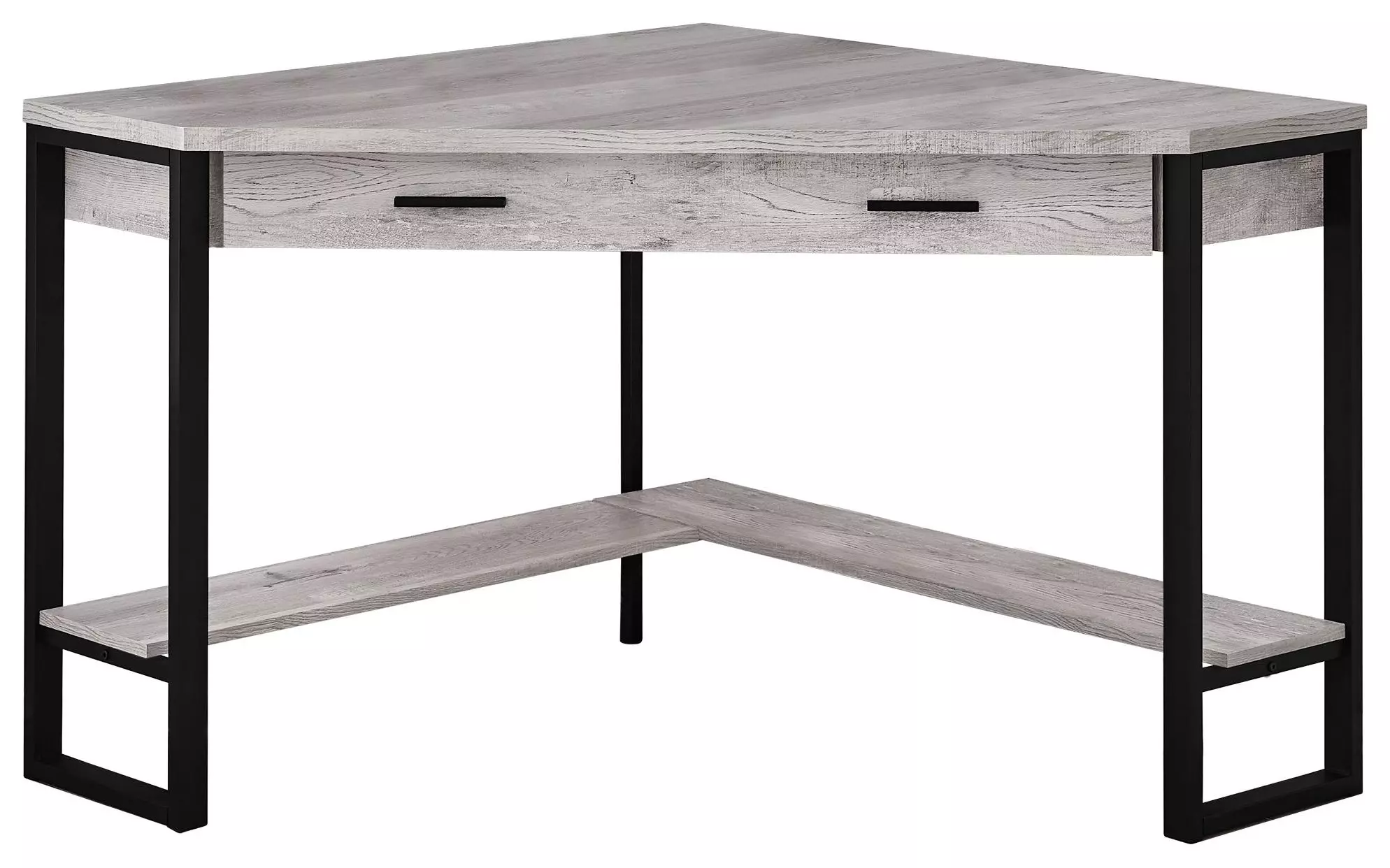 Computer Desk, Home Office, Corner, Storage Drawers, 42"L, Work, Laptop, Metal, Grey, Black