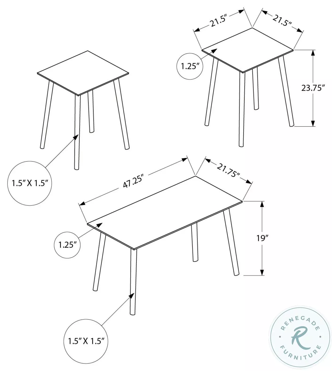 7899P Walnut Occasional Table Set of 3