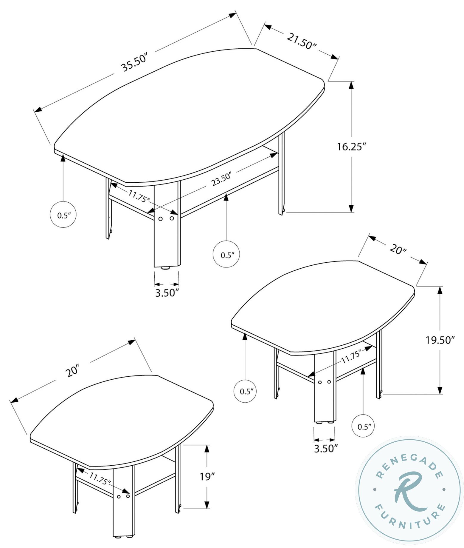 Cappuccino 3 Piece Occasional Table Set