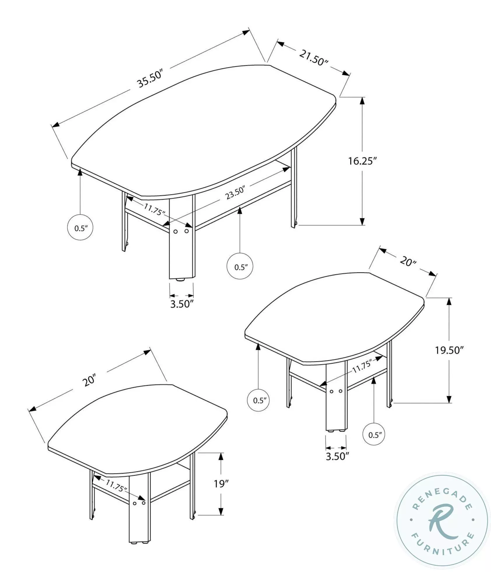 7928P Black And Grey 3 Piece Occasional Table Set