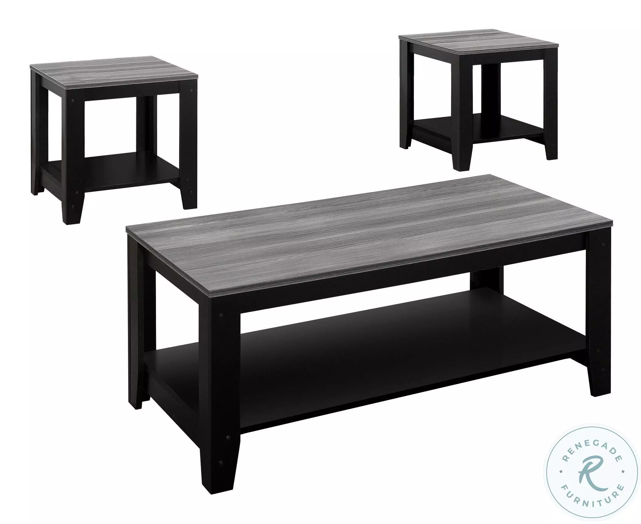 7992P Black and Grey 3 Piece Occasional Table Set from Monarch ...