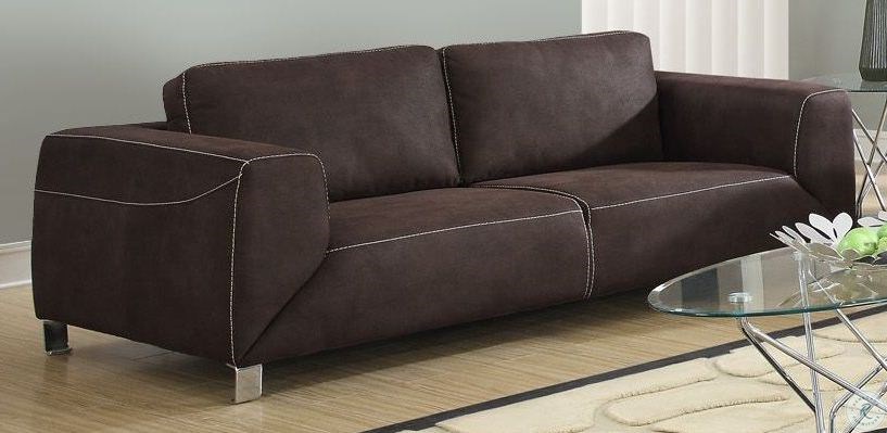 Chocolate Brown Tan Contrast Micro Suede Sofa From Monarch