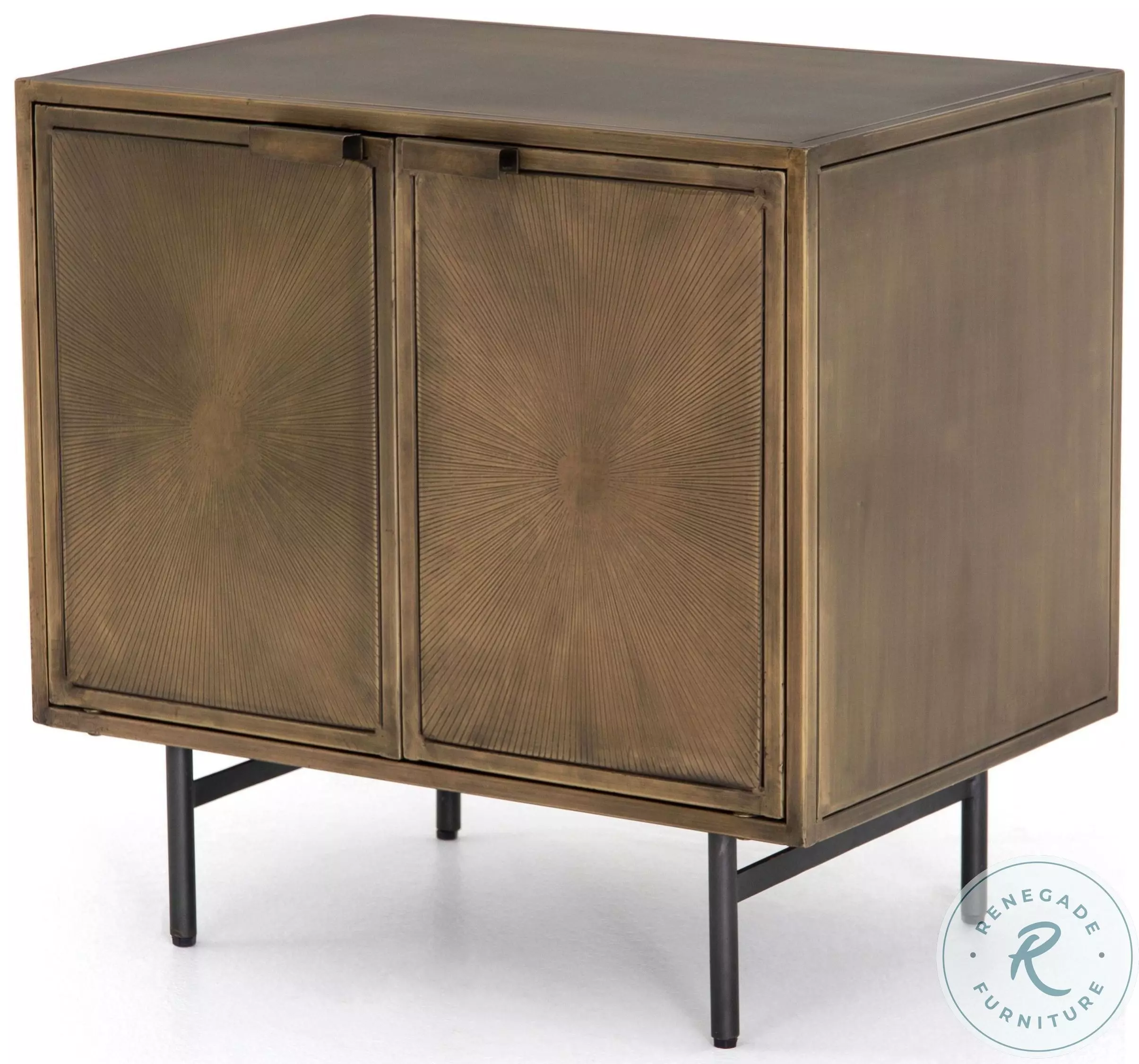 Sunburst Etched Aged Brass Cabinet Nightstand From Home Gallery