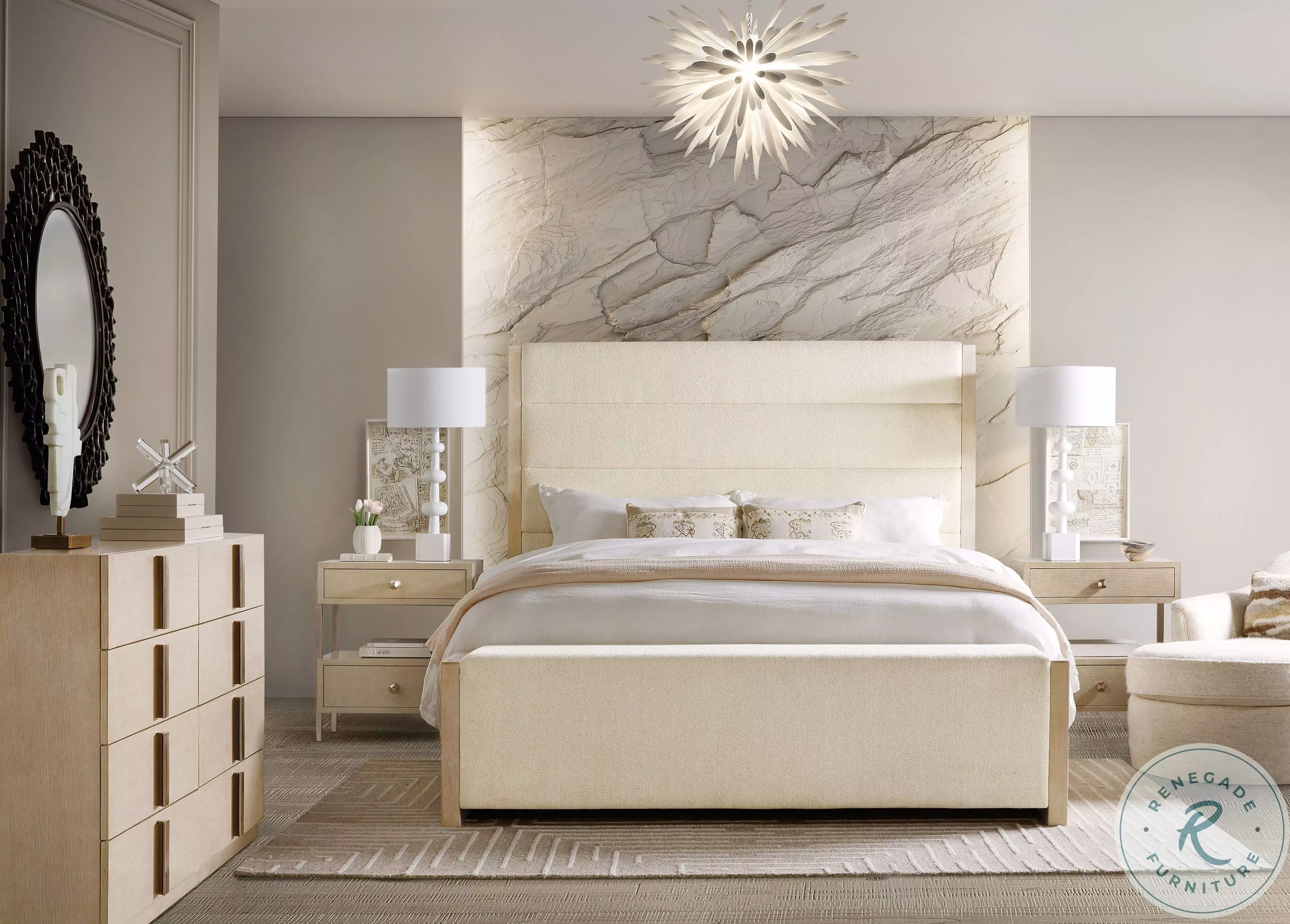 Westwood Polished Limestone And Trendy Snow Upholstered Storage Panel ...