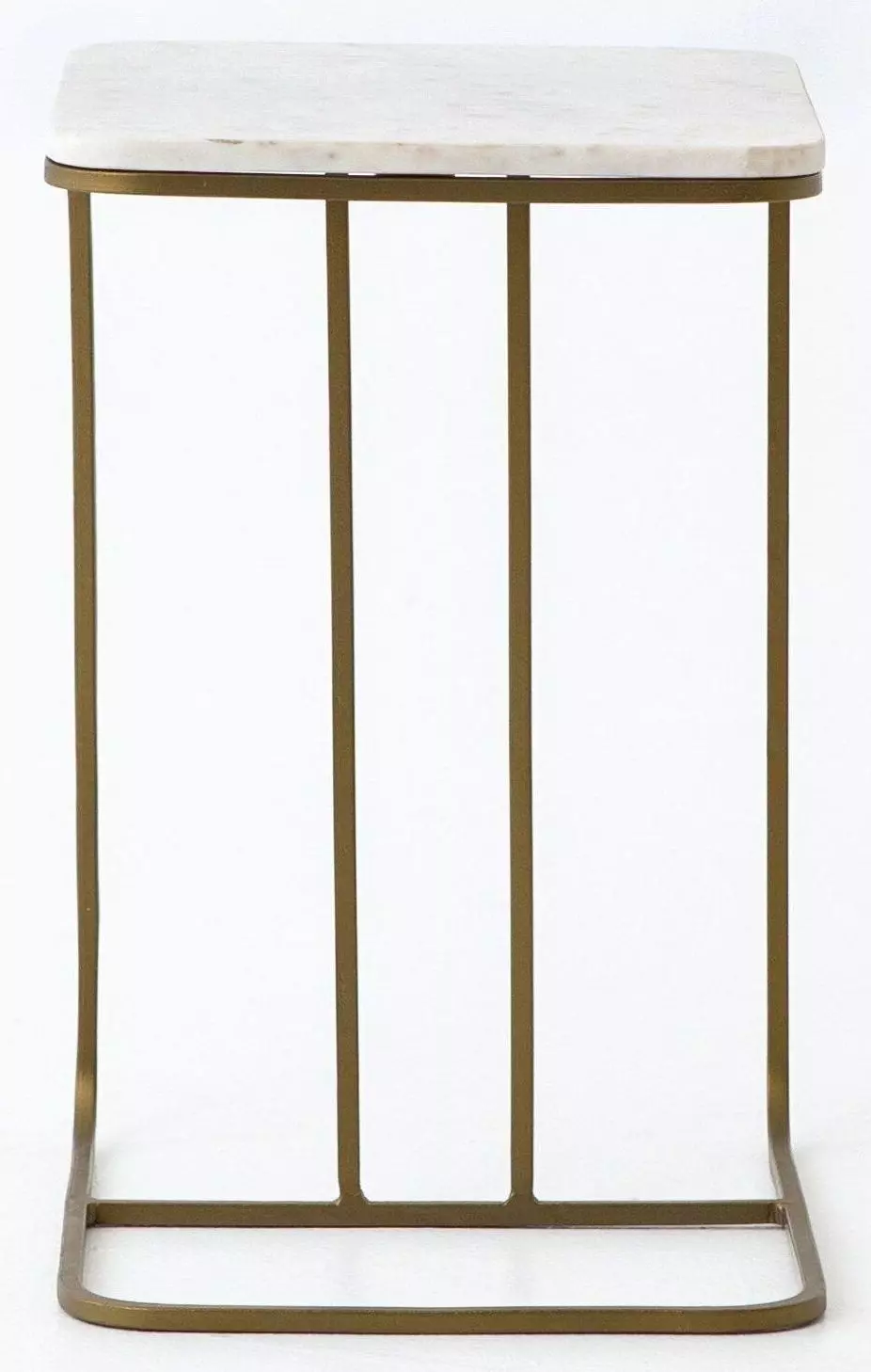 Marlow Adalley Rectangular Matte Brass Polished White Marble End Table