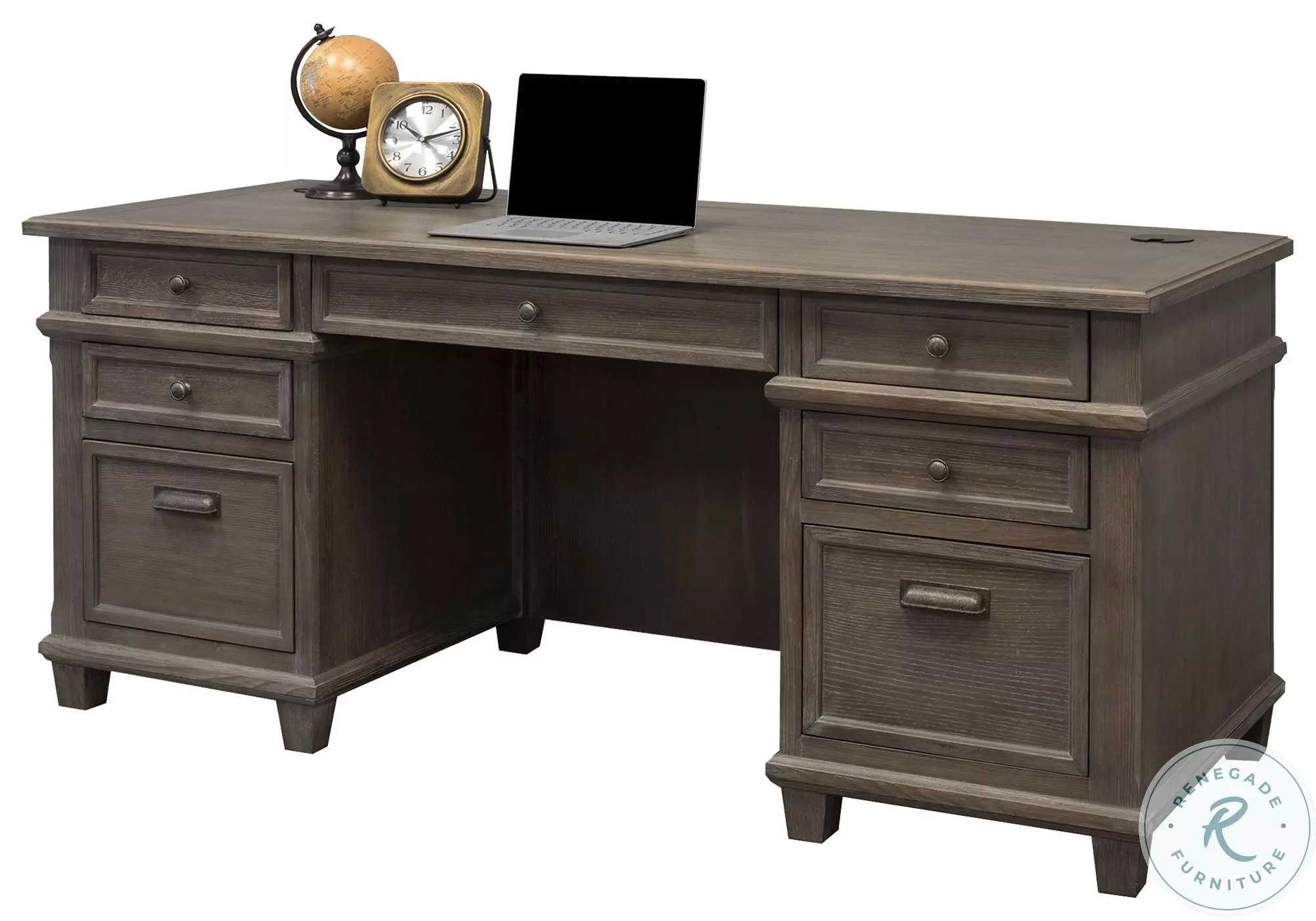 Carson Weathered Dove Double Pedestal Desk from Martin Furniture