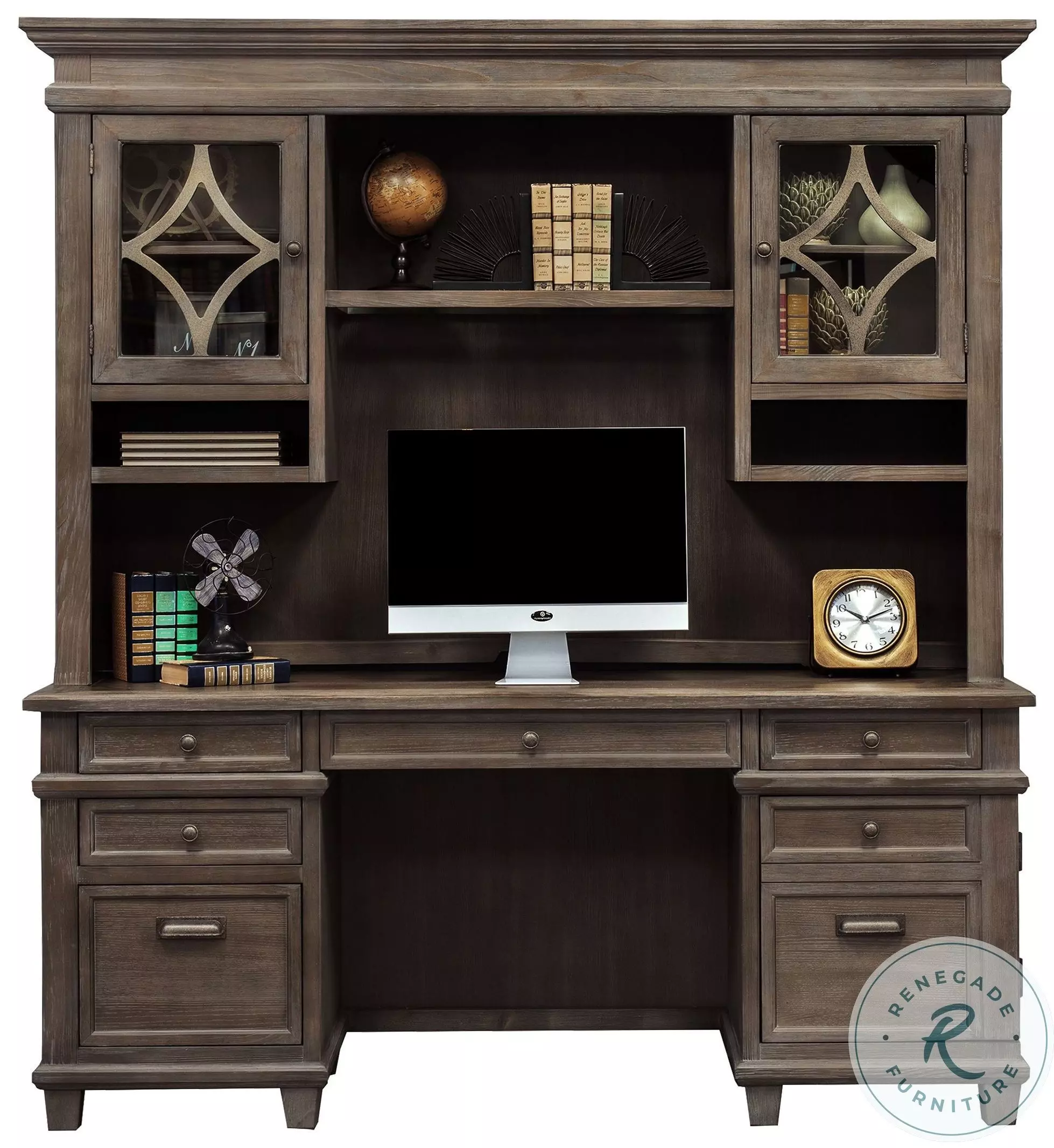 Carson Weathered Gray Brown Credenza with Hutch From Home Gallery