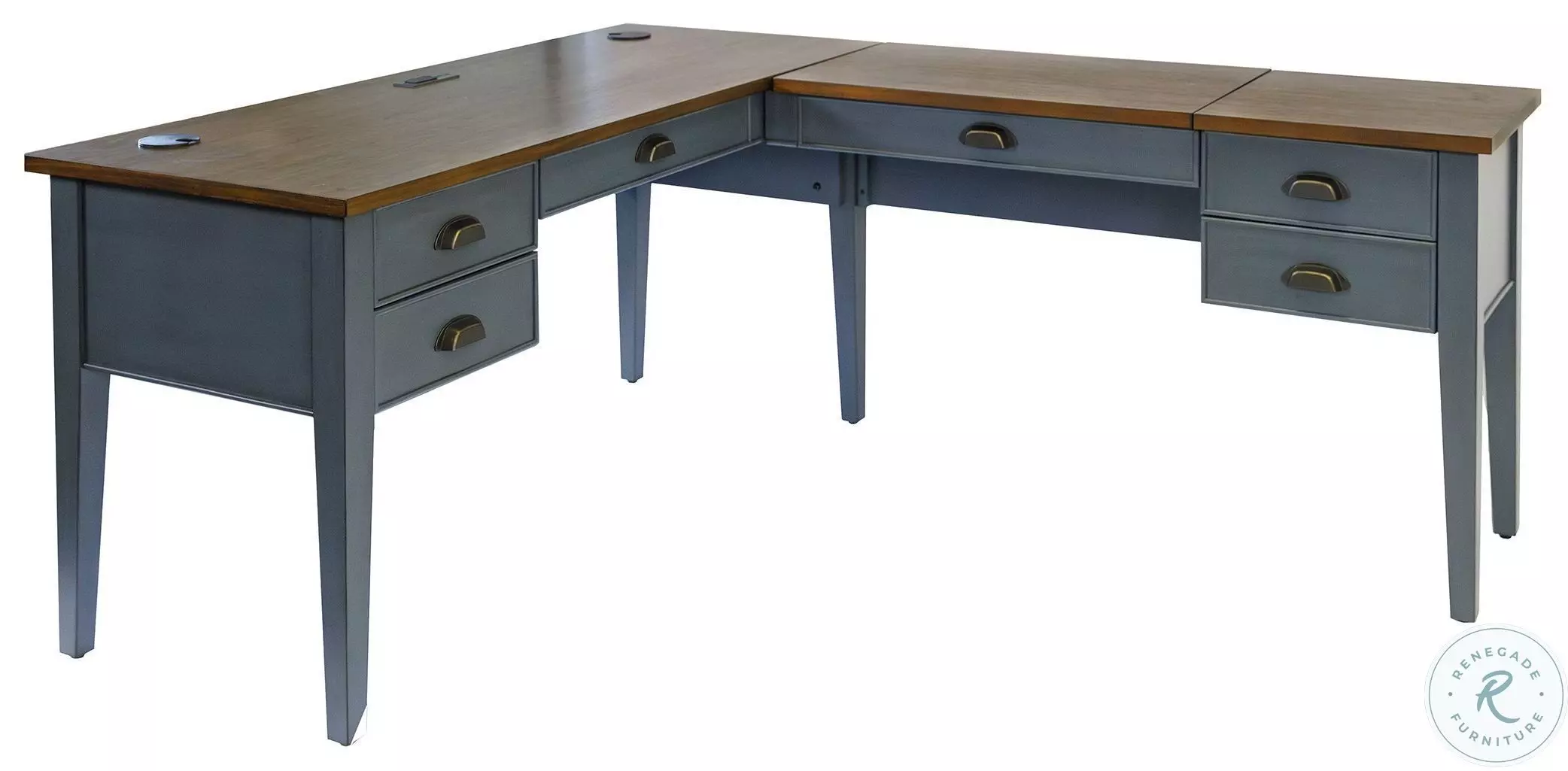 Fairmont Dusty Blue Half Pedestal L Shape Desk From Martin