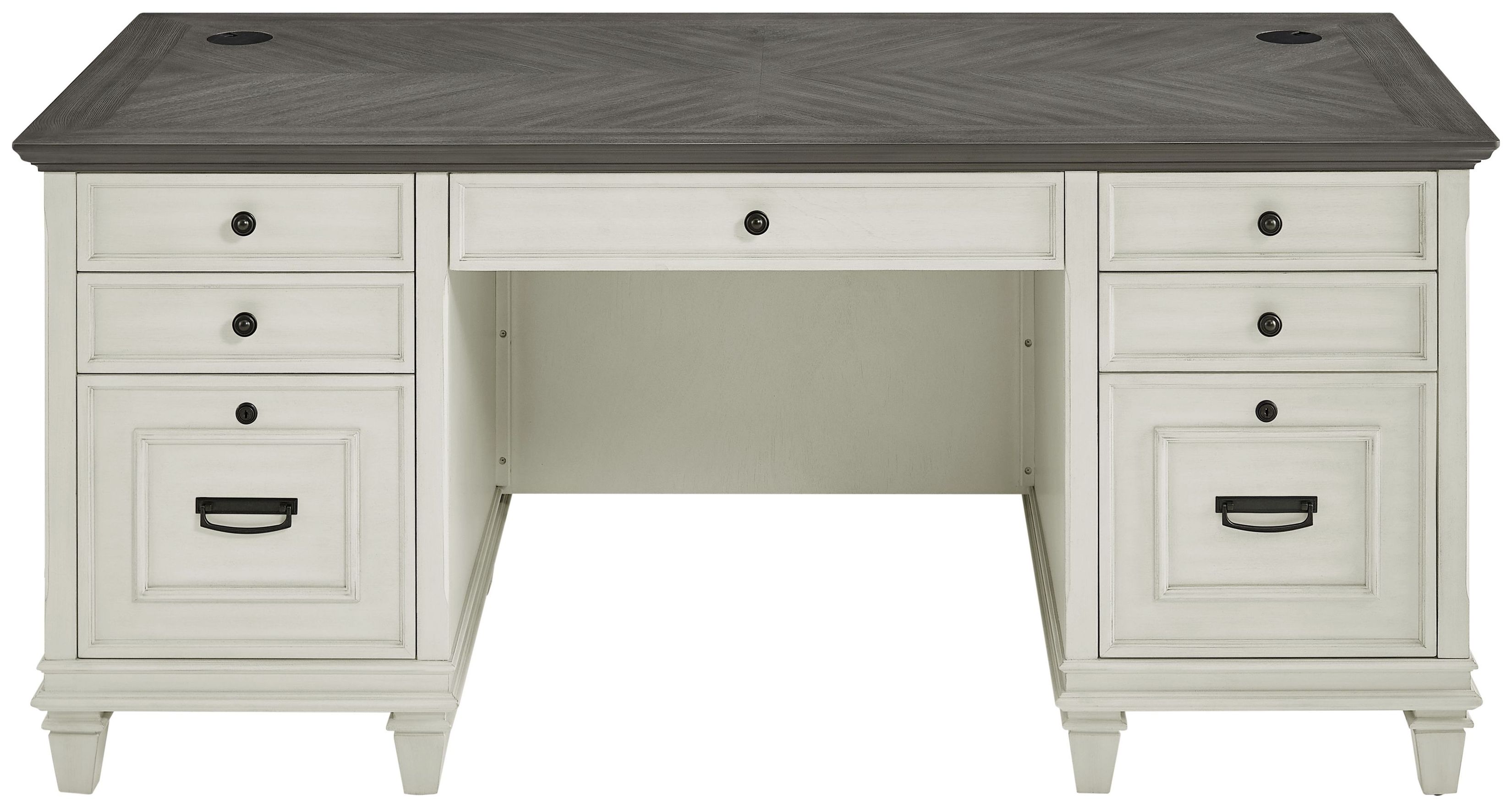 Hartford Antique White And Gray Double Pedestal Desk from Martin