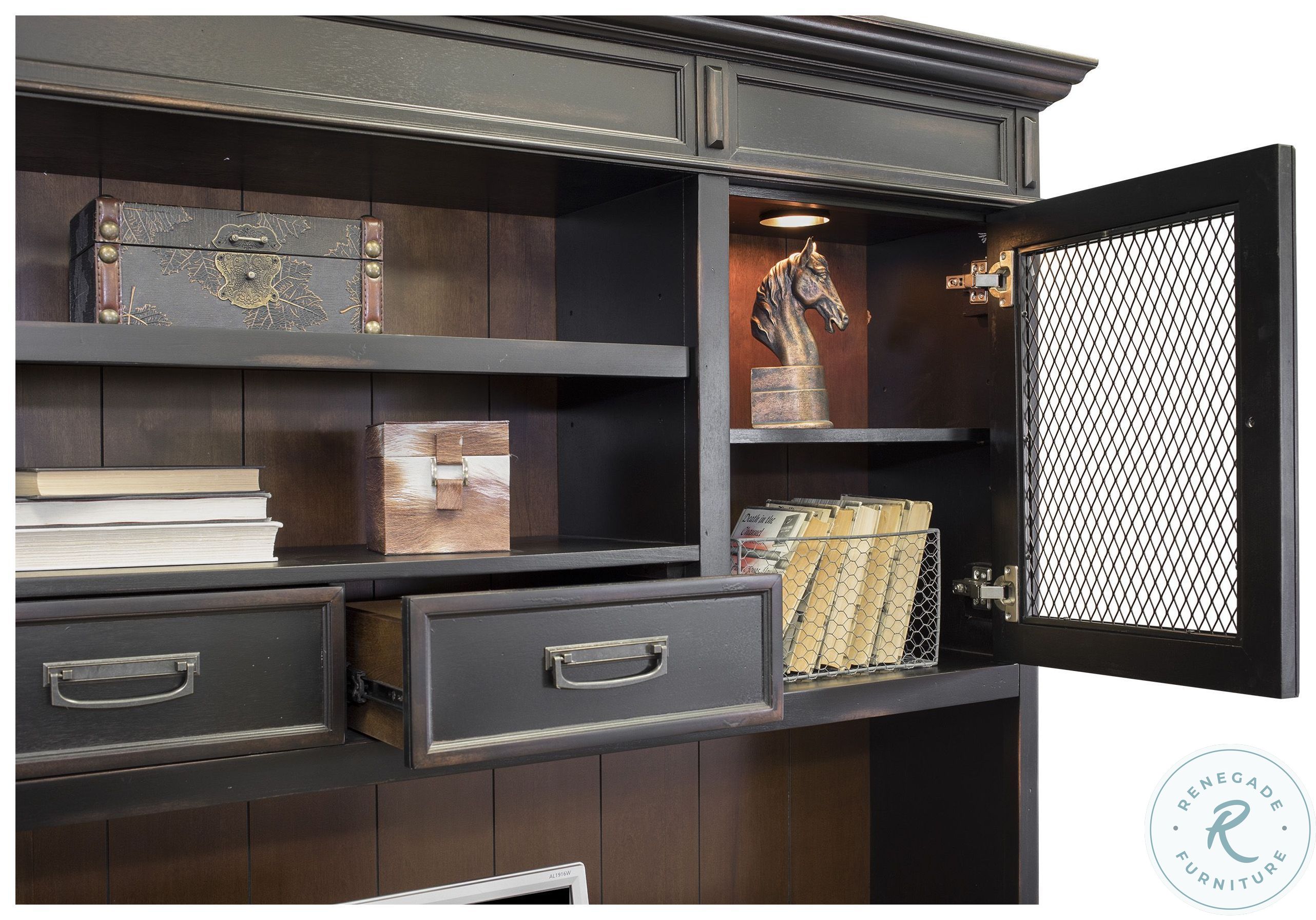 Hartford Distressed Black Credenza with Hutch from Martin Furniture