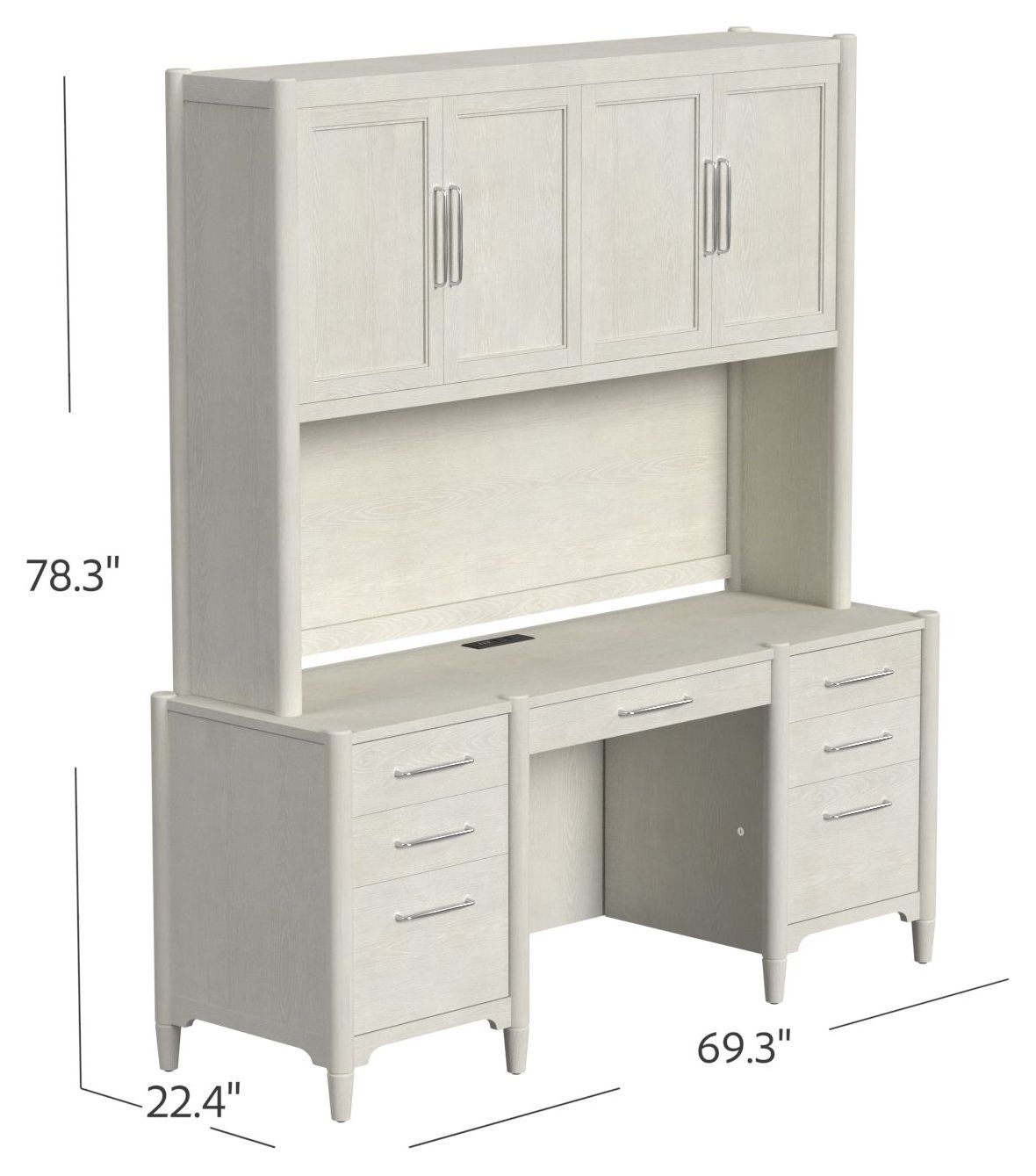 Towne White Credenza with Hutch