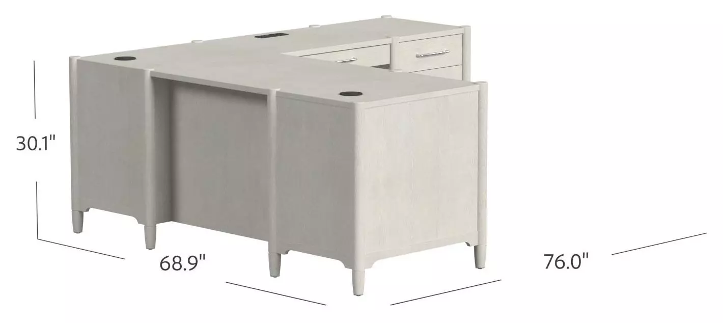 Towne White Double Pedestal L-Desk