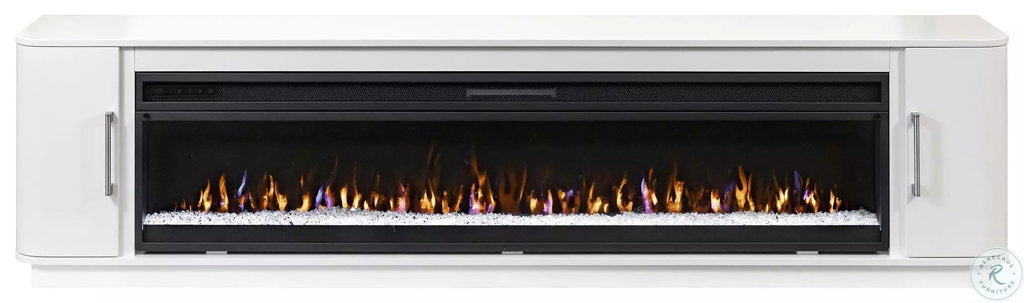 2000mm Modern Black Electric Fireplace Storage TV Stand