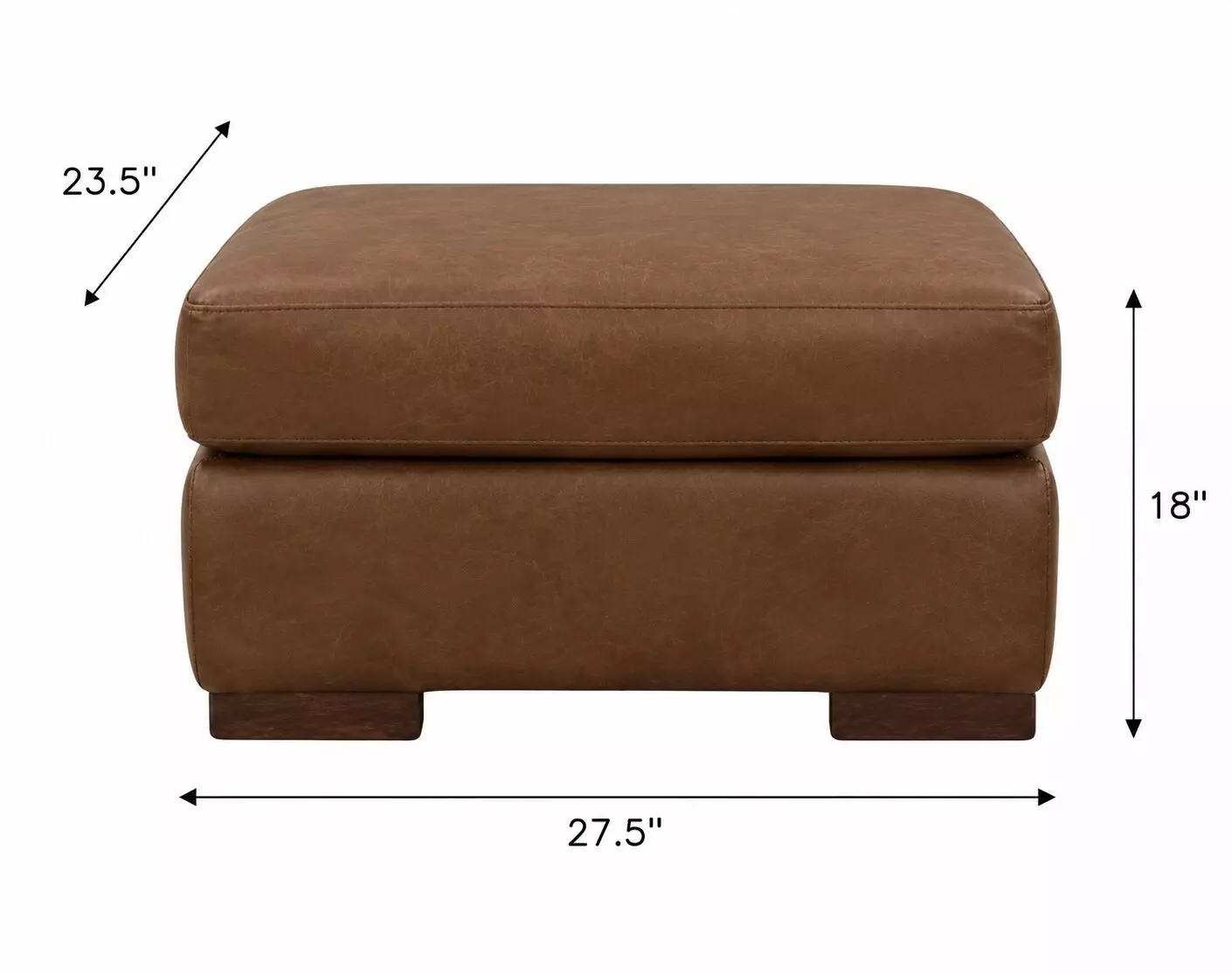 Irondale Vintage Brown Derby Leather Upholstered Rectangular Ottoman